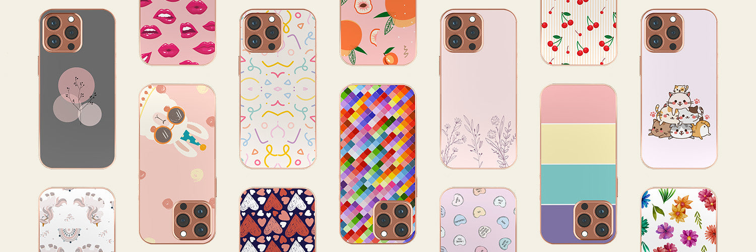 Many rose gold cases all with a different design