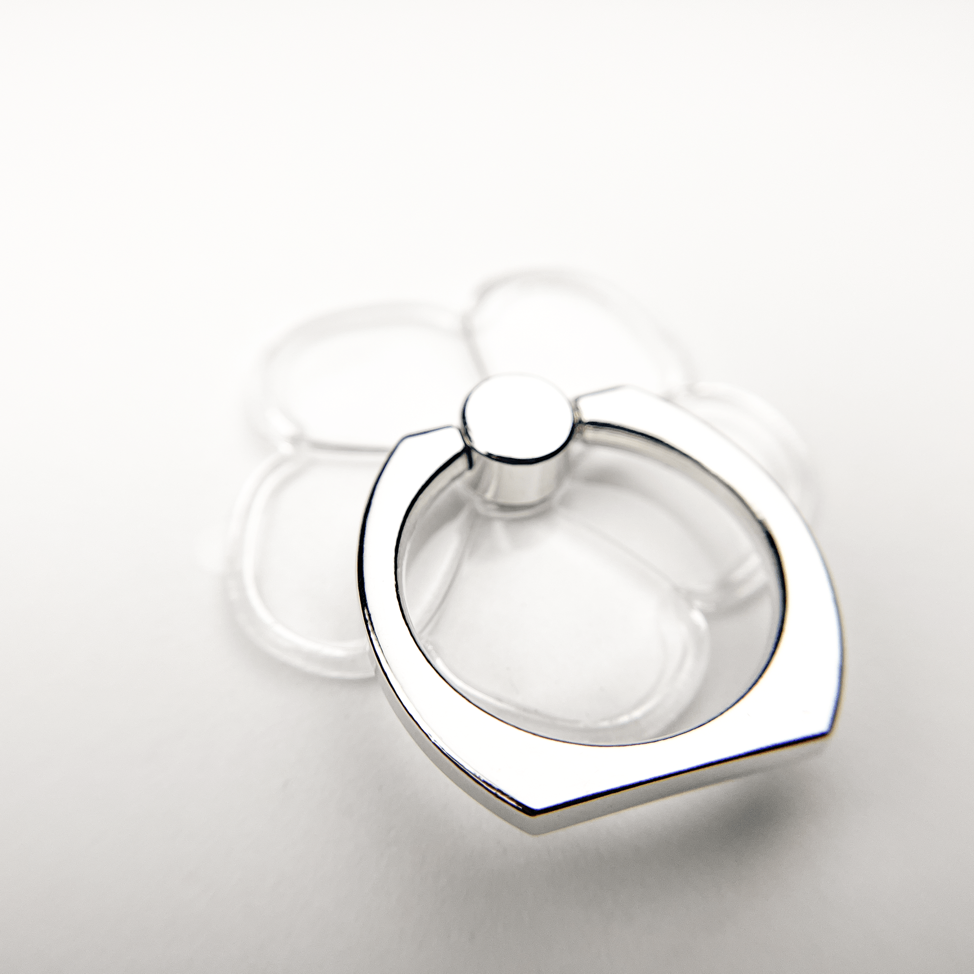 Silver Petal Clear Flower Ring Holder Close Up