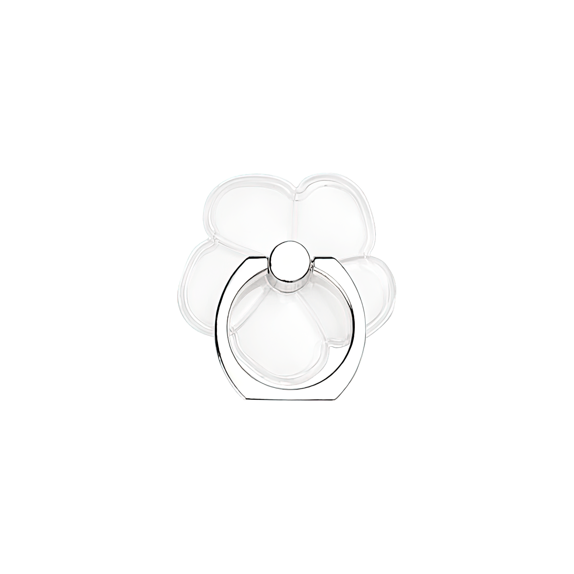 Silver Petal Clear Flower Ring Holder