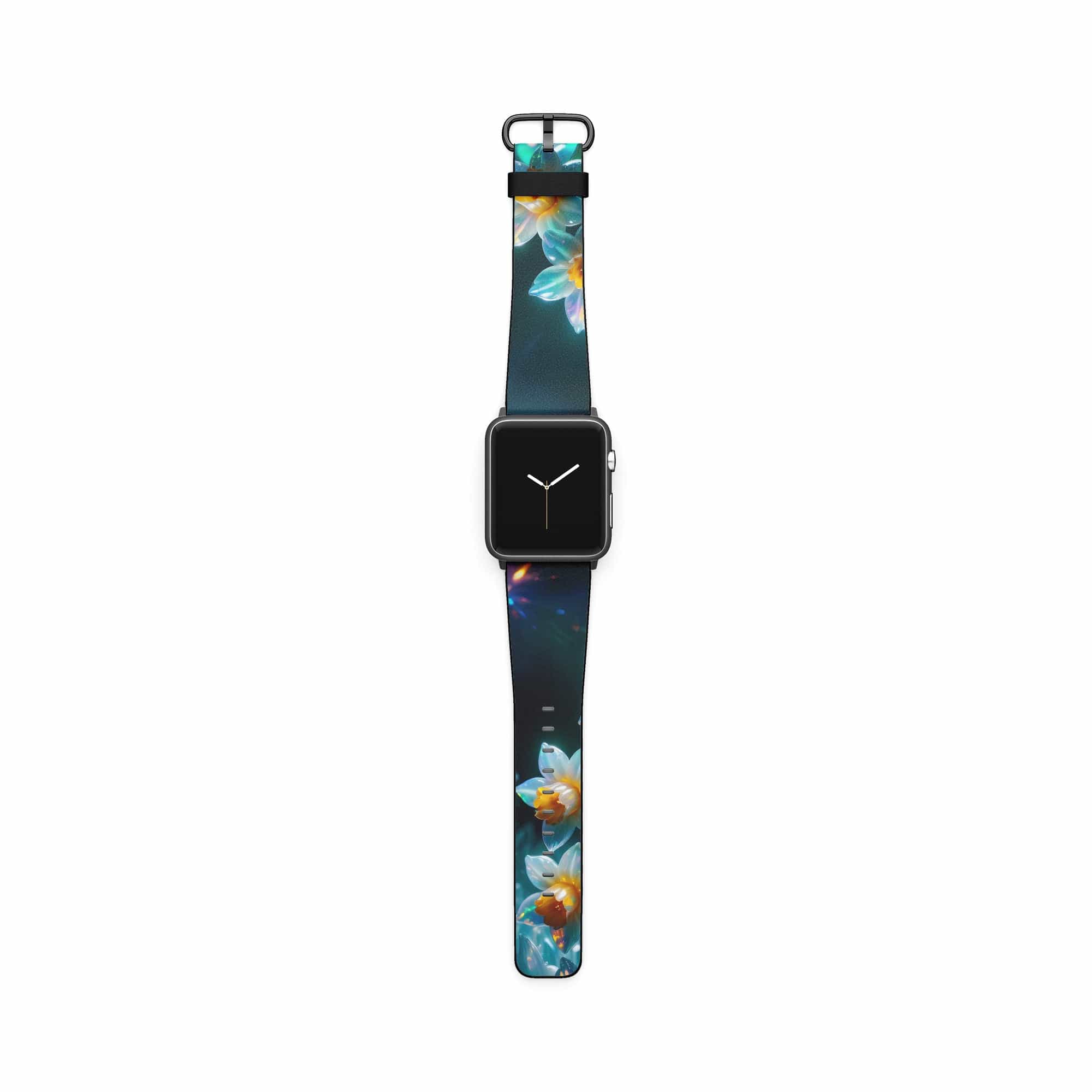 Delicate Shimmer | Crystal Flower Daffodil Apple Watch Band in Black