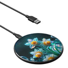 Delicate Shimmer | Crystal Flower Daffodil Wireless Charger in Black