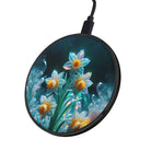 Delicate Shimmer | Crystal Flower Daffodil Wireless Charger in Black