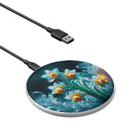 Delicate Shimmer | Crystal Flower Daffodil Wireless Charger in Silver