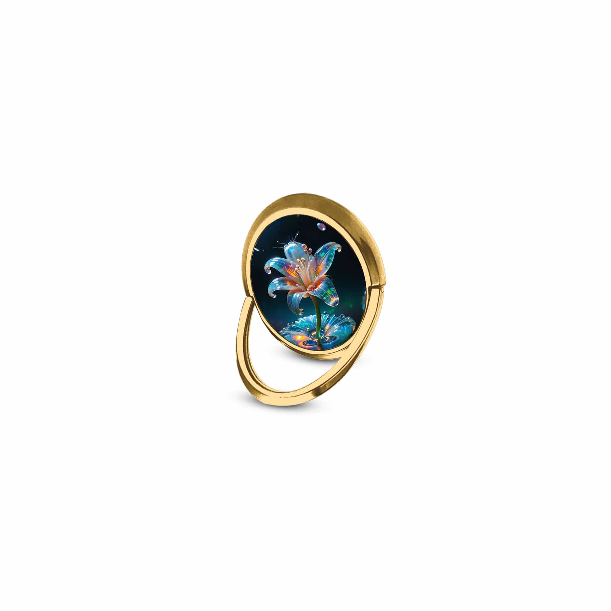 Eternal Prism | Crystal Flower Lily Ring Holder in Gold