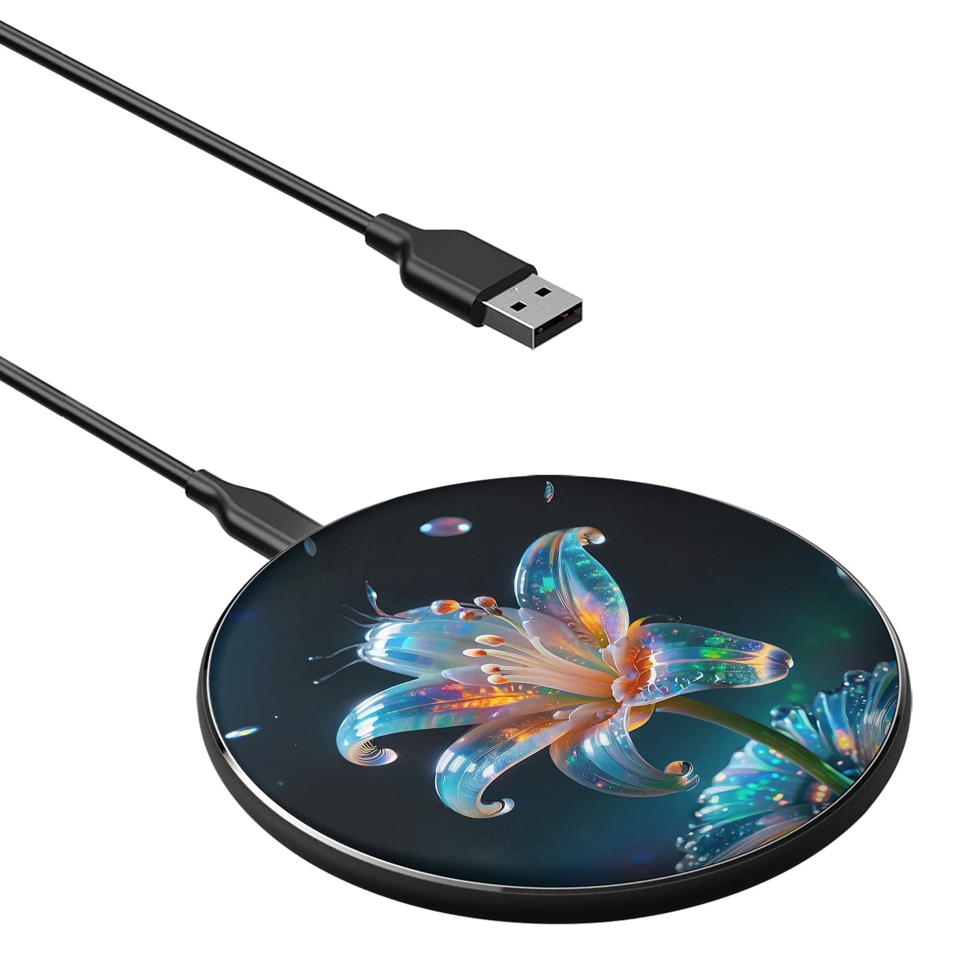 Eternal Prism | Crystal Flower Lily Wireless Charger in Black