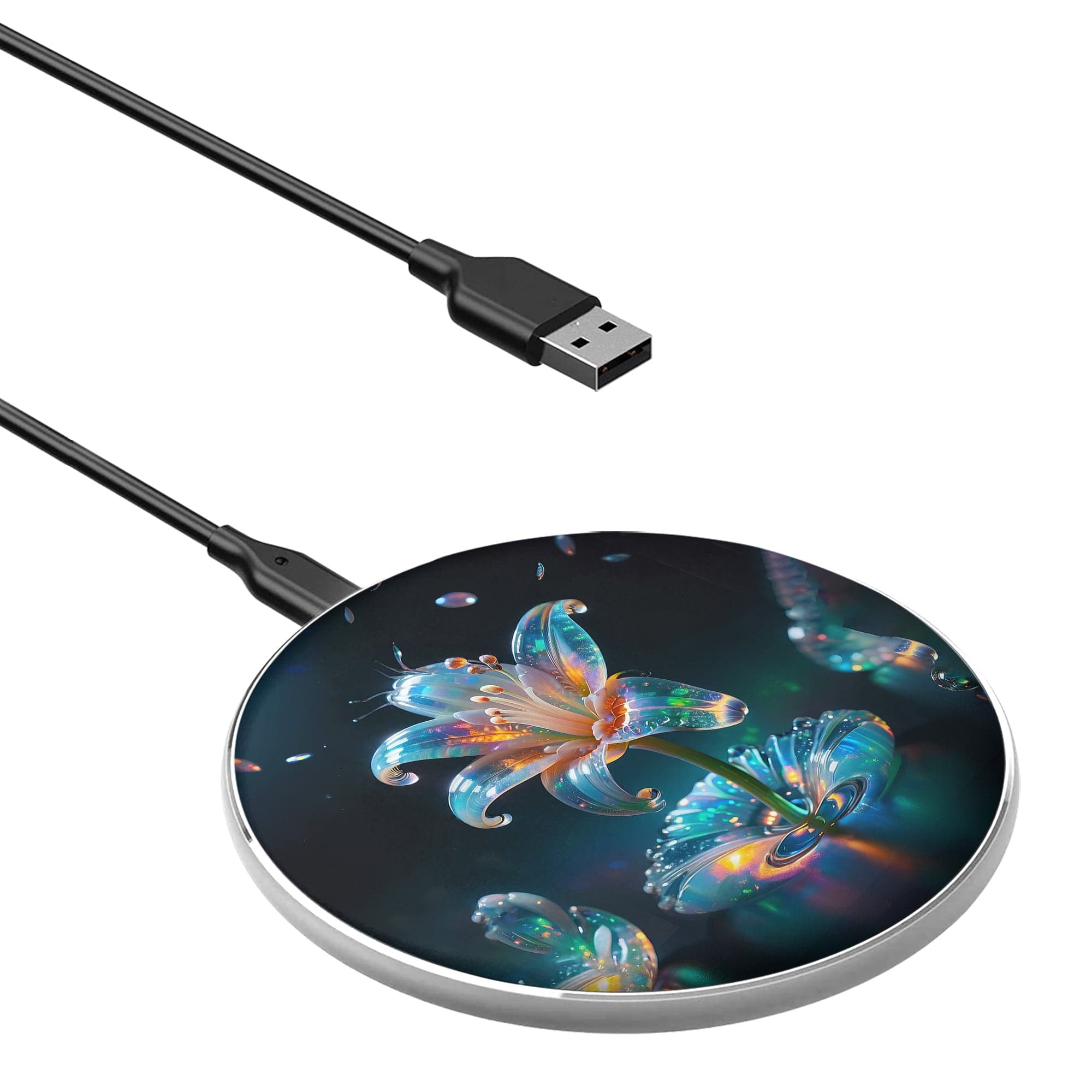 Eternal Prism | Crystal Flower Lily Wireless Charger in Silver