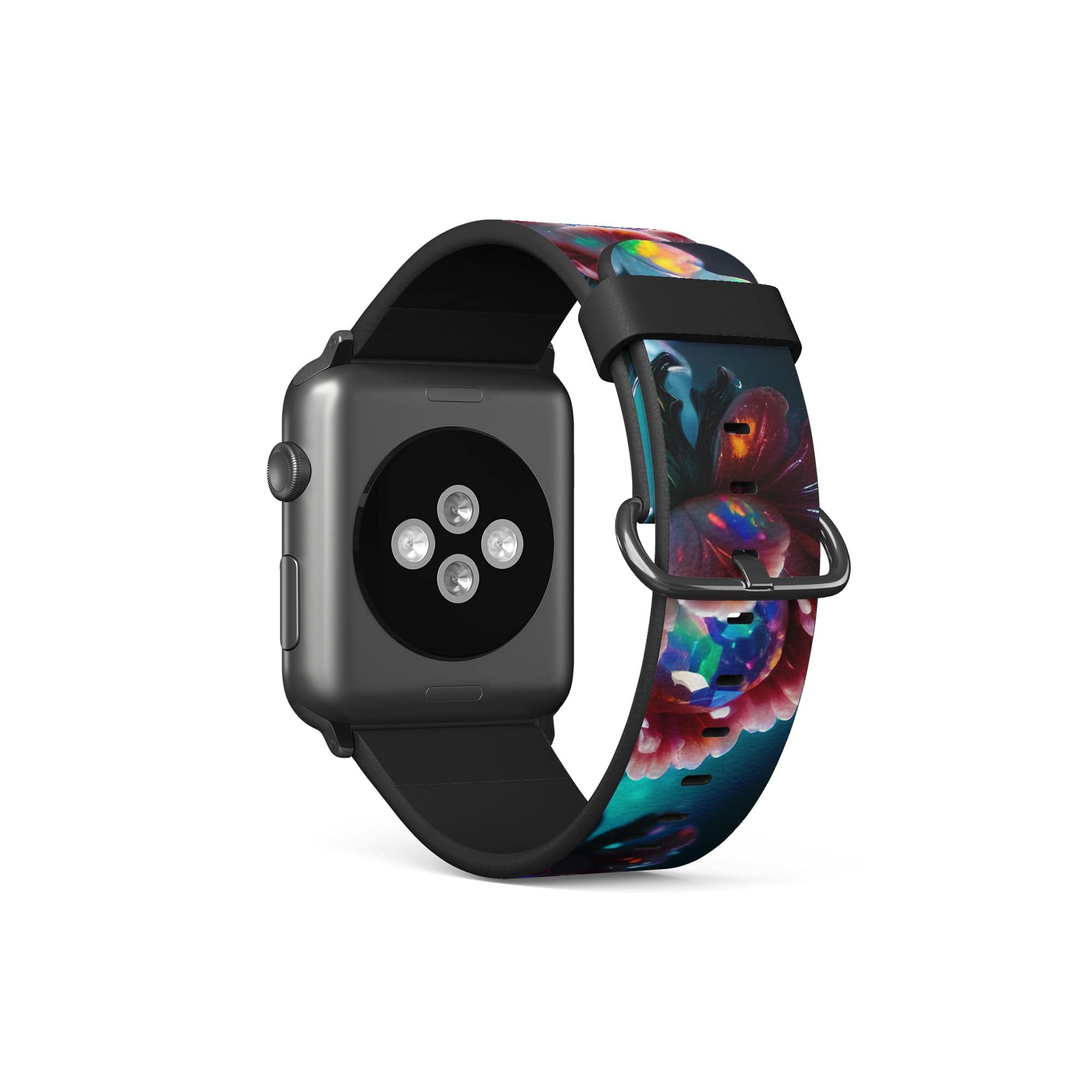 Exquisite Eruption | Crystal Flower Carnation Apple Watch Band in Black