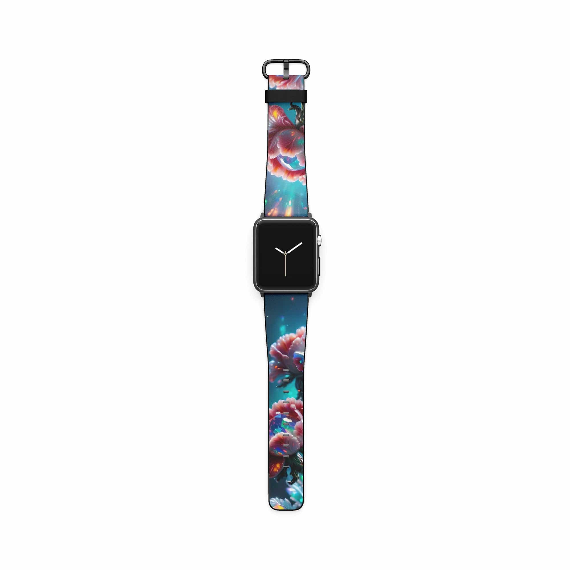 Exquisite Eruption | Crystal Flower Carnation Apple Watch Band in Black