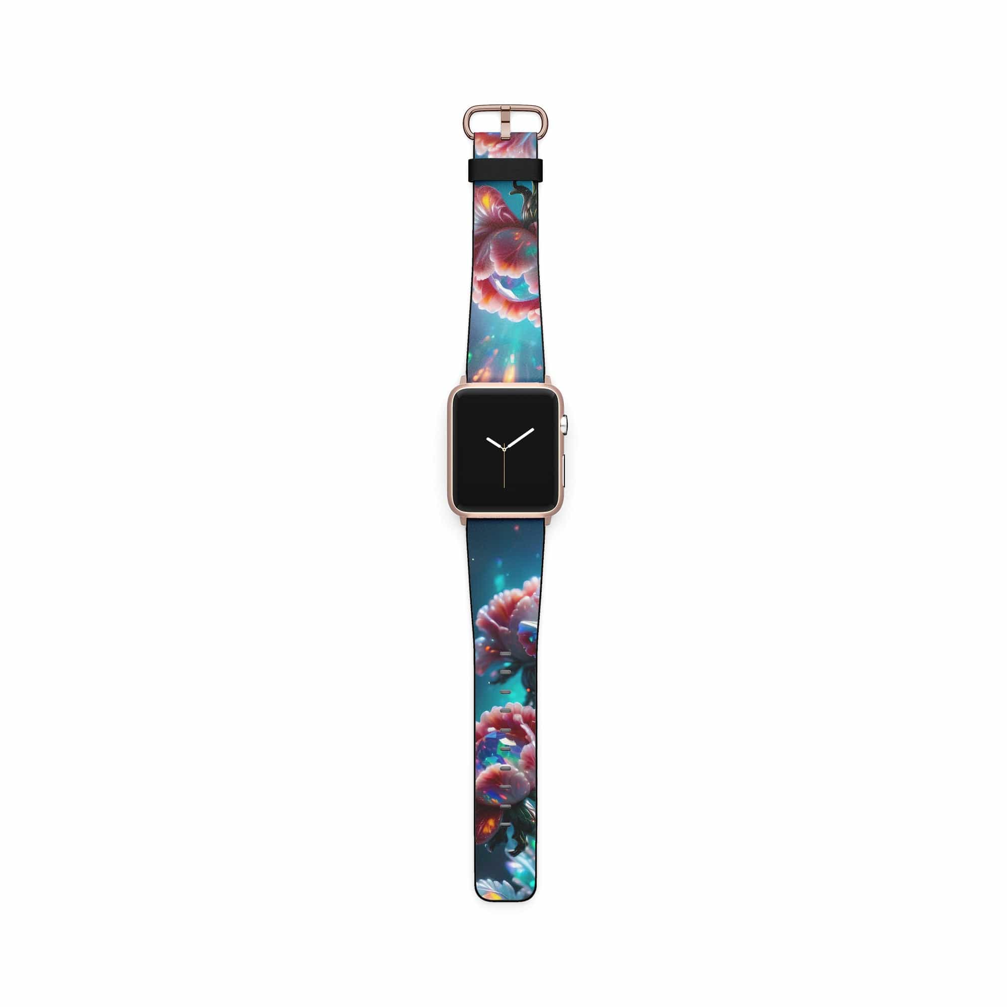 Exquisite Eruption | Crystal Flower Carnation Apple Watch Band in Rose Gold