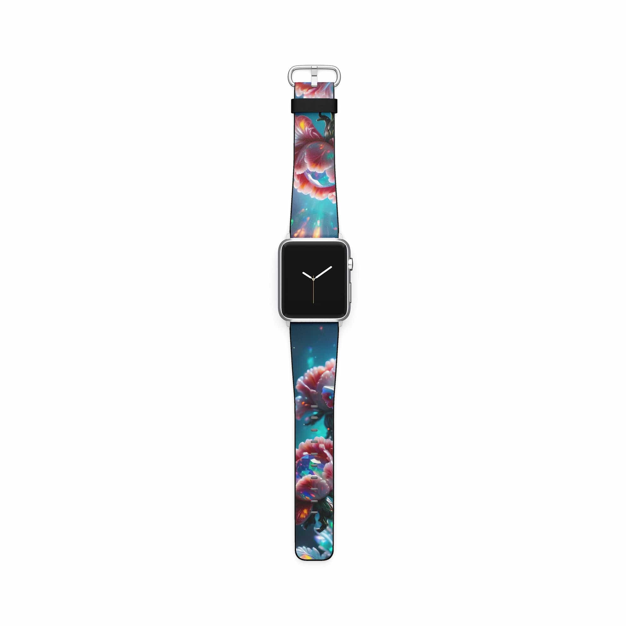 Exquisite Eruption | Crystal Flower Carnation Apple Watch Band in Silver