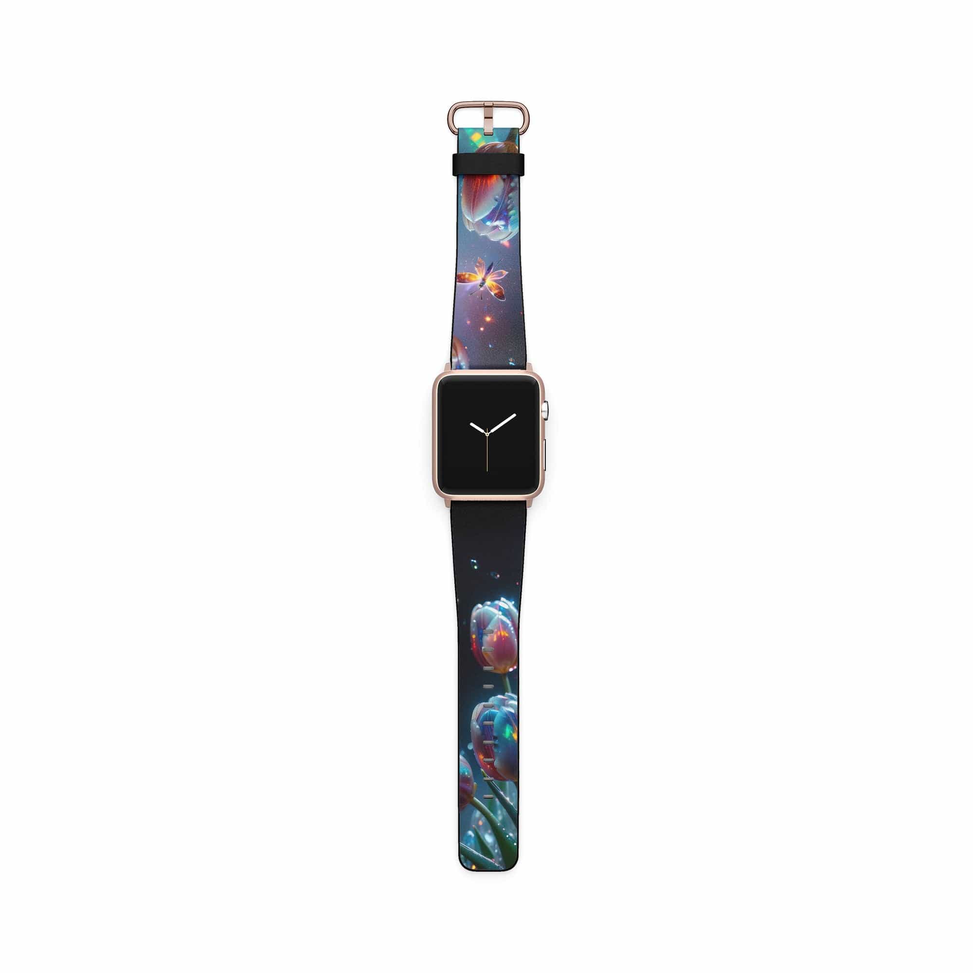 Gentle Twilight | Crystal Flower Tulip Apple Watch Band in Rose Gold