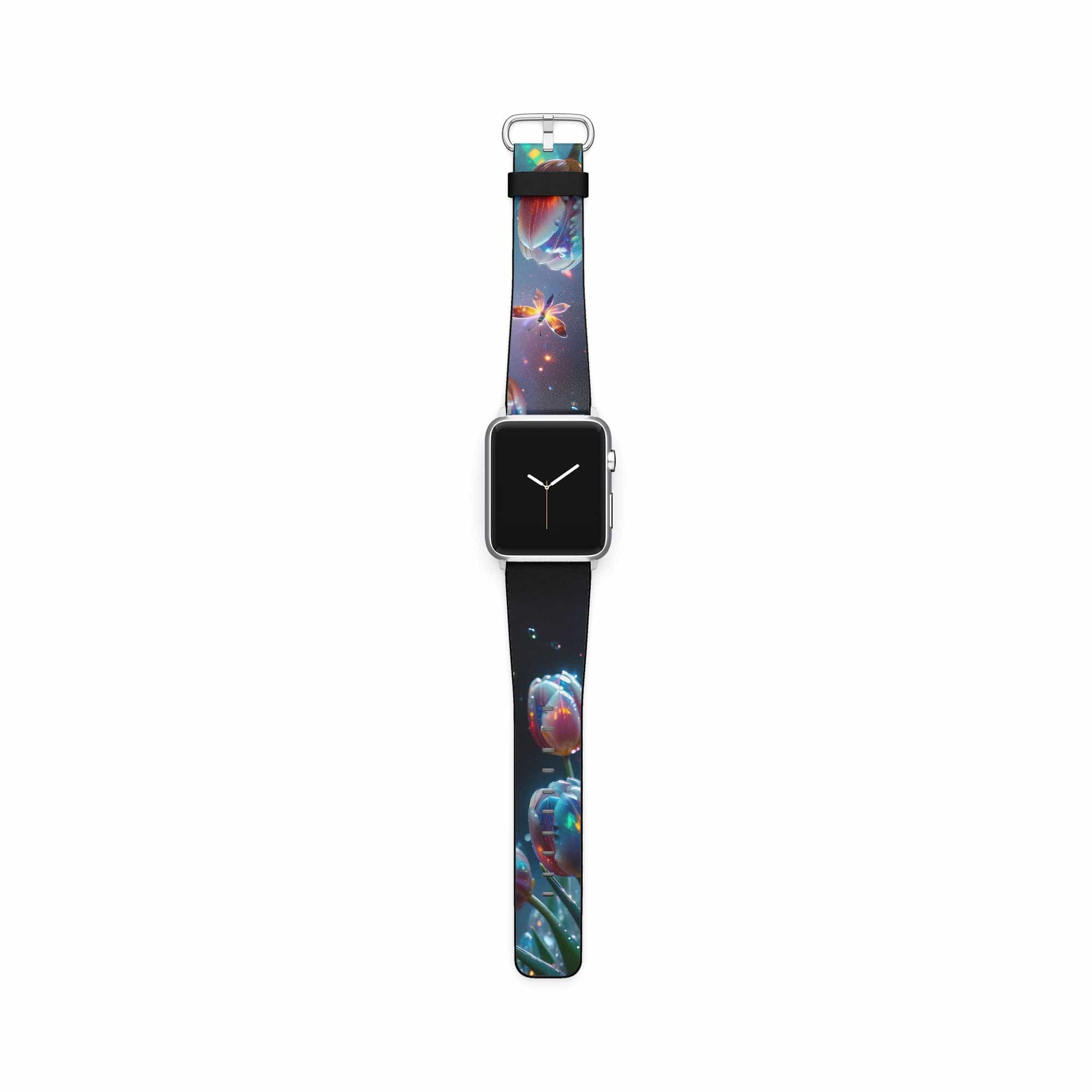 Gentle Twilight | Crystal Flower Tulip Apple Watch Band in Silver