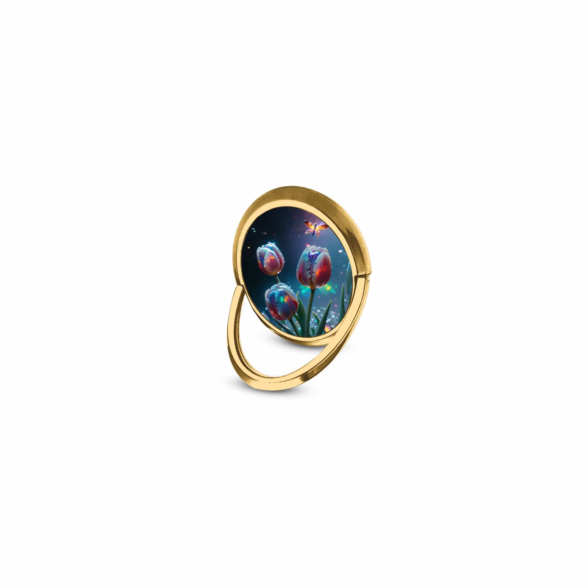 Gentle Twilight | Crystal Flower Tulip Ring Holder in Gold