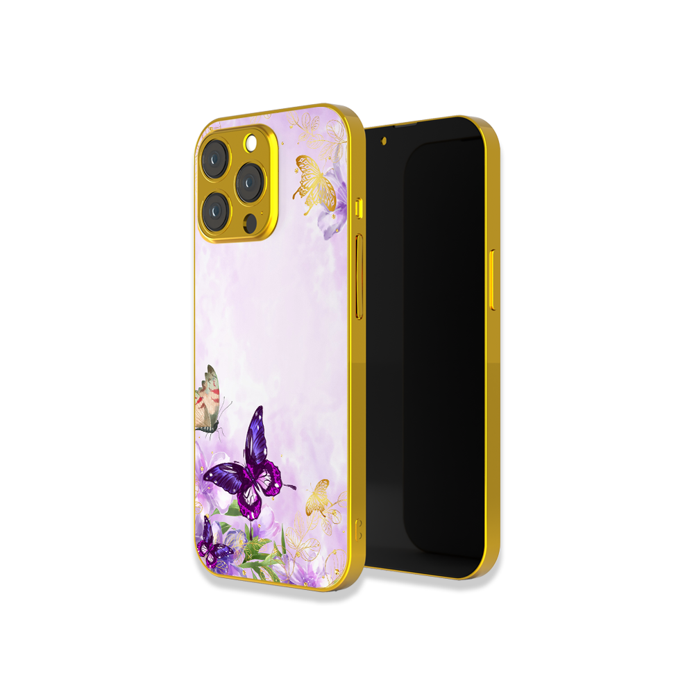 Beautiful butterfly design on a gold case