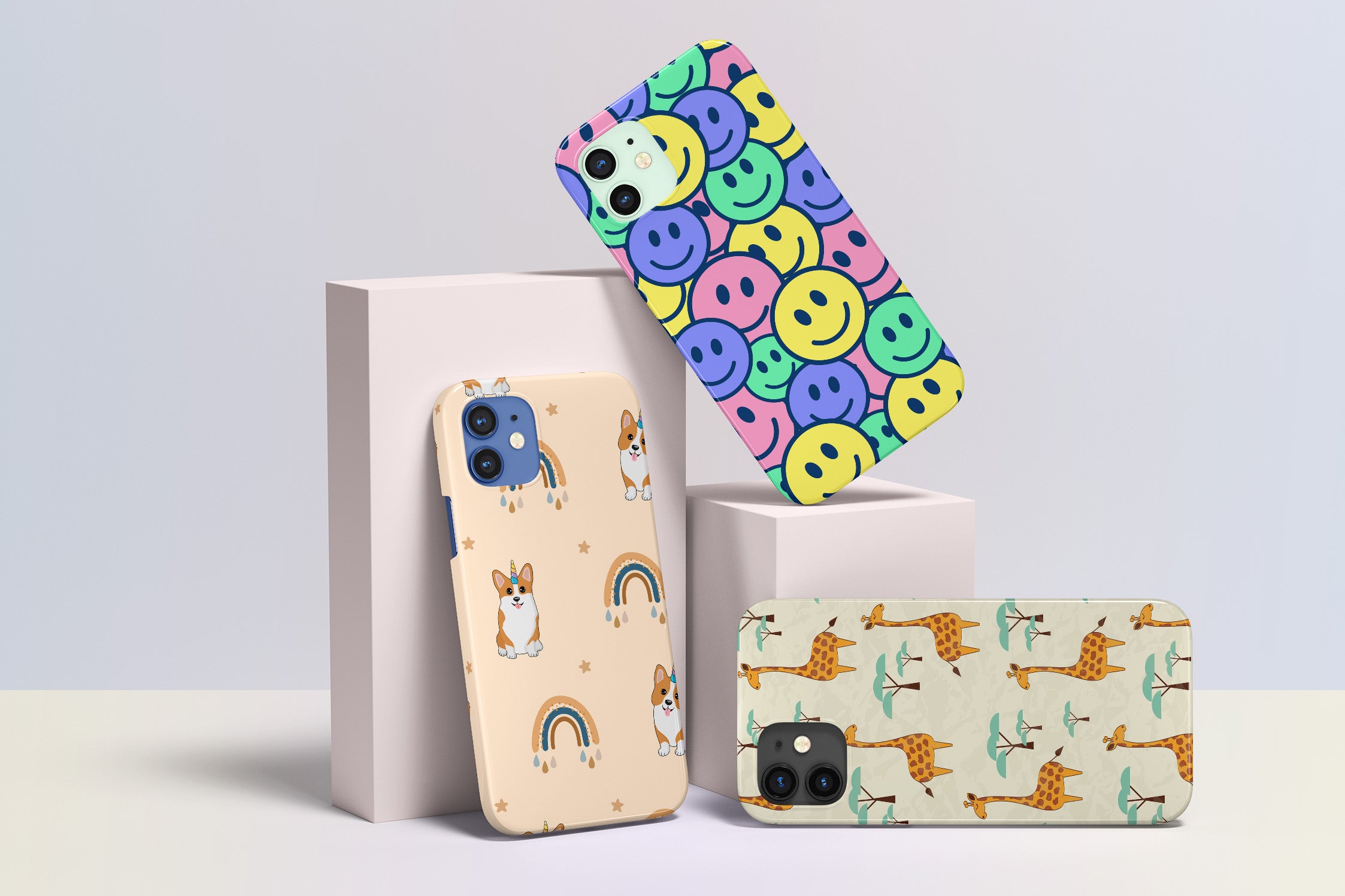 Collection of phones with cases featuring new designs
