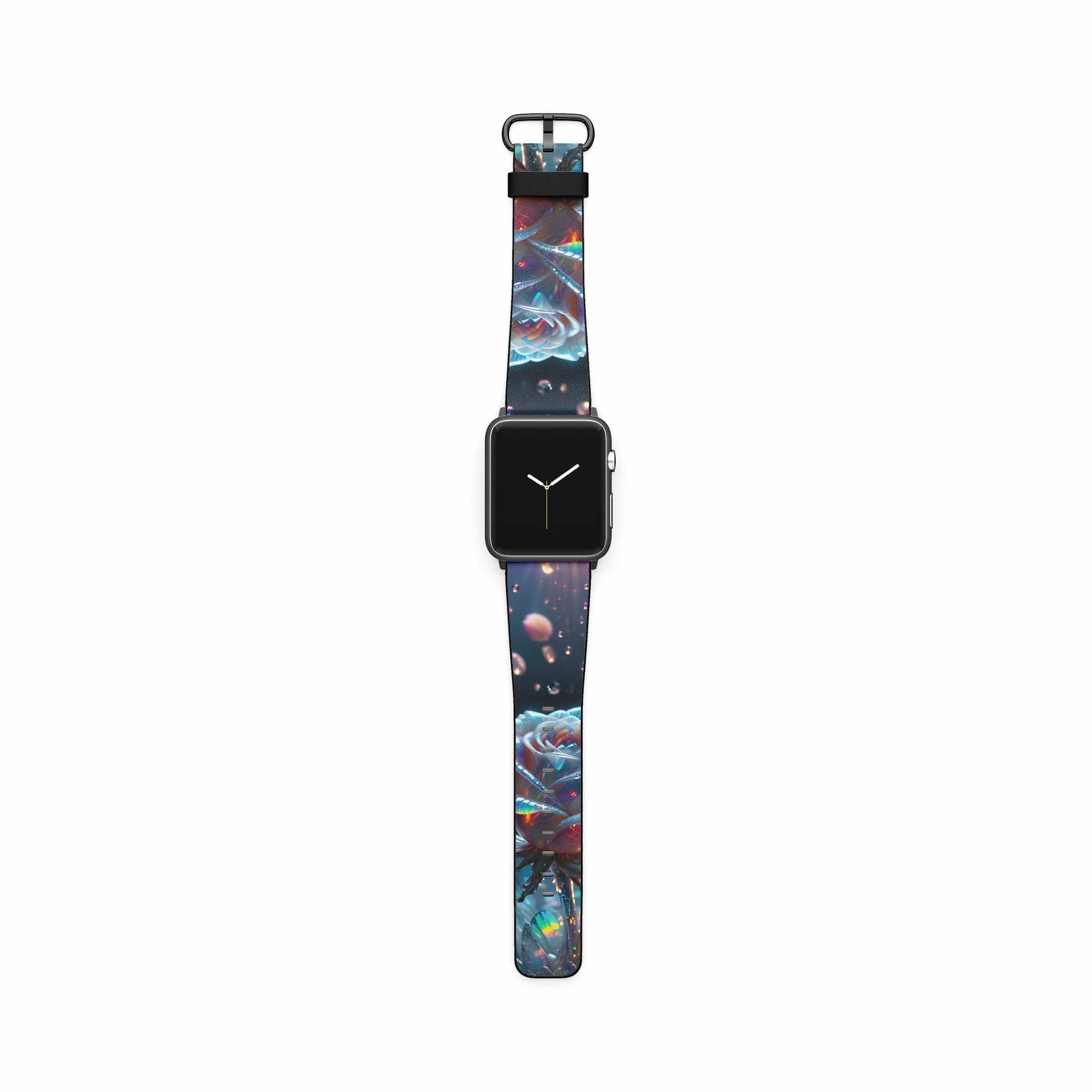 Petulant Petals | Crystal Flower Rose Apple Watch Band in Black