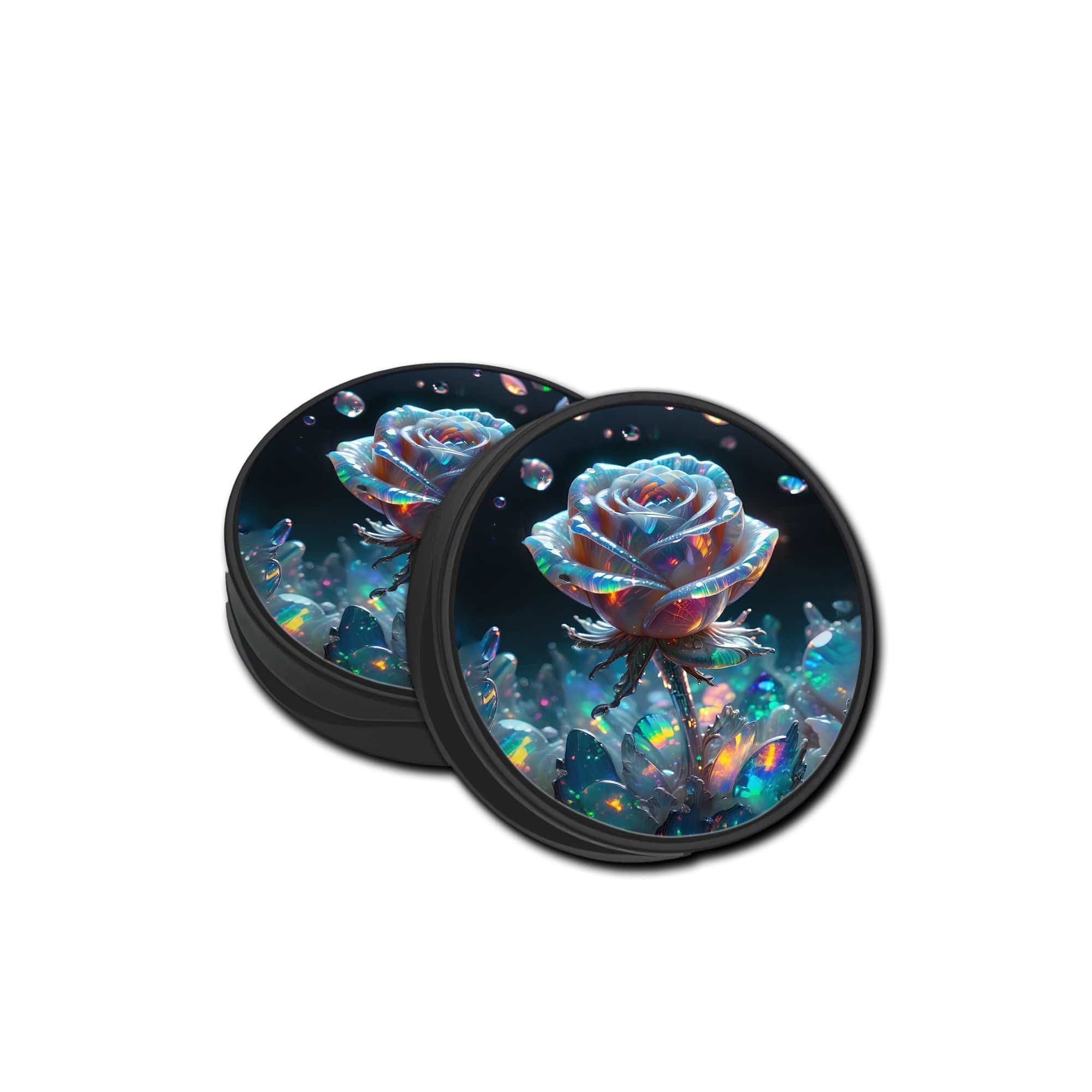 Petulant Petals | Crystal Flower Rose Foldable Phone Grip in Black