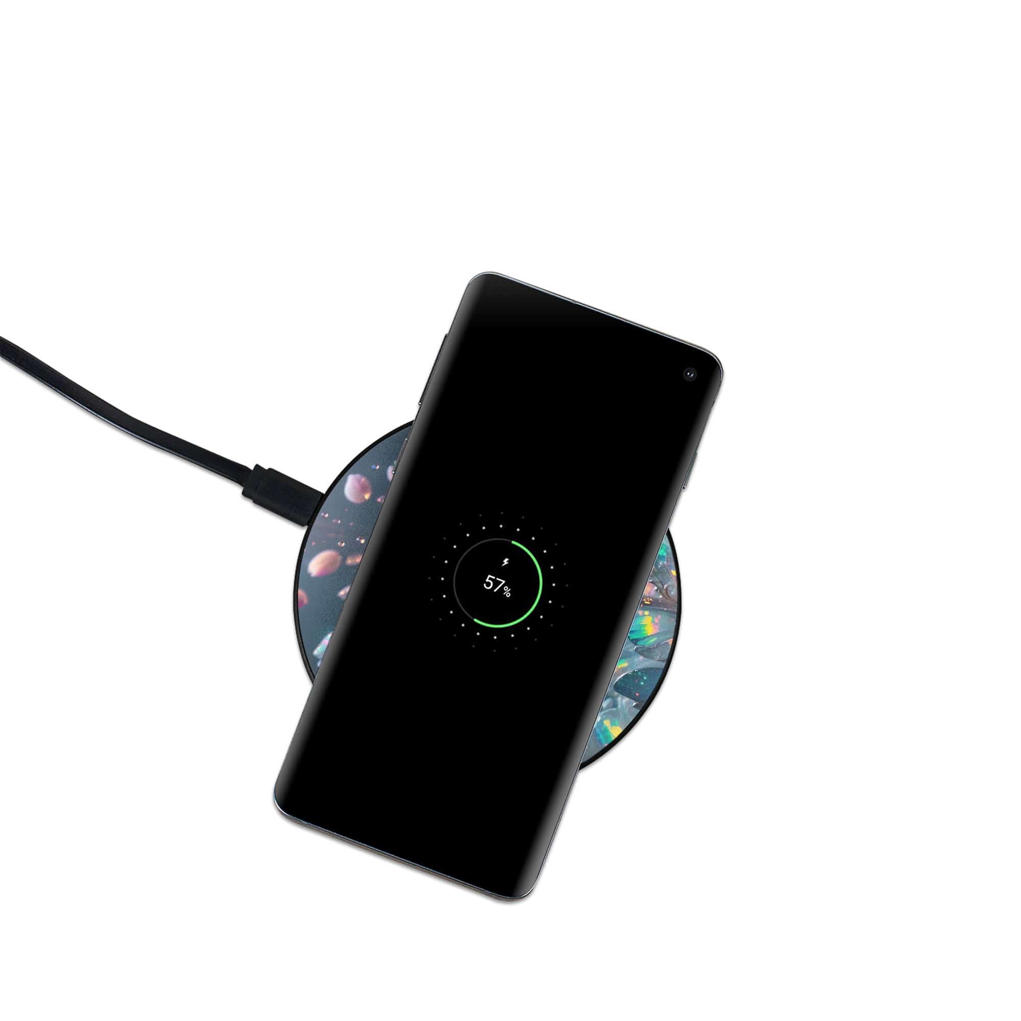 Petulant Petals | Crystal Flower Rose Wireless Charger in Black