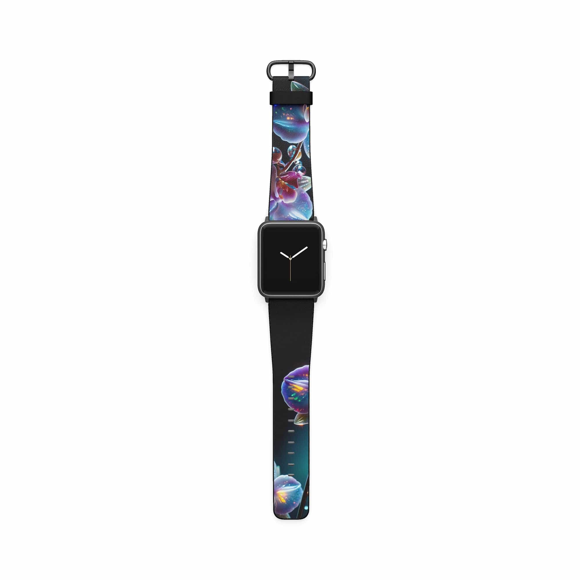 Silent Symphony | Crystal Flower Orchid Apple Watch Band in Black