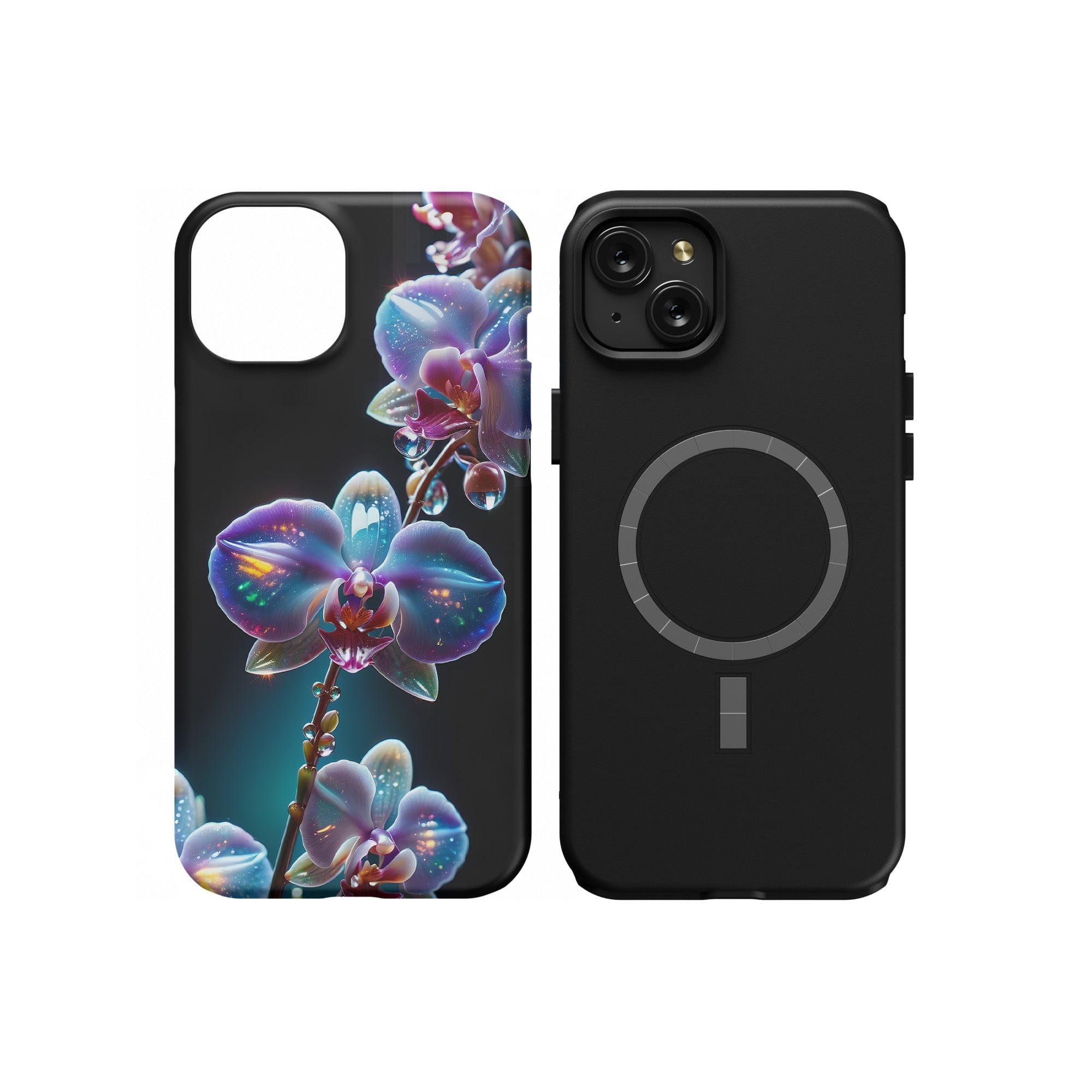 Silent Symphony | Crystal Flower Orchid Case for iPhone 15 Plus