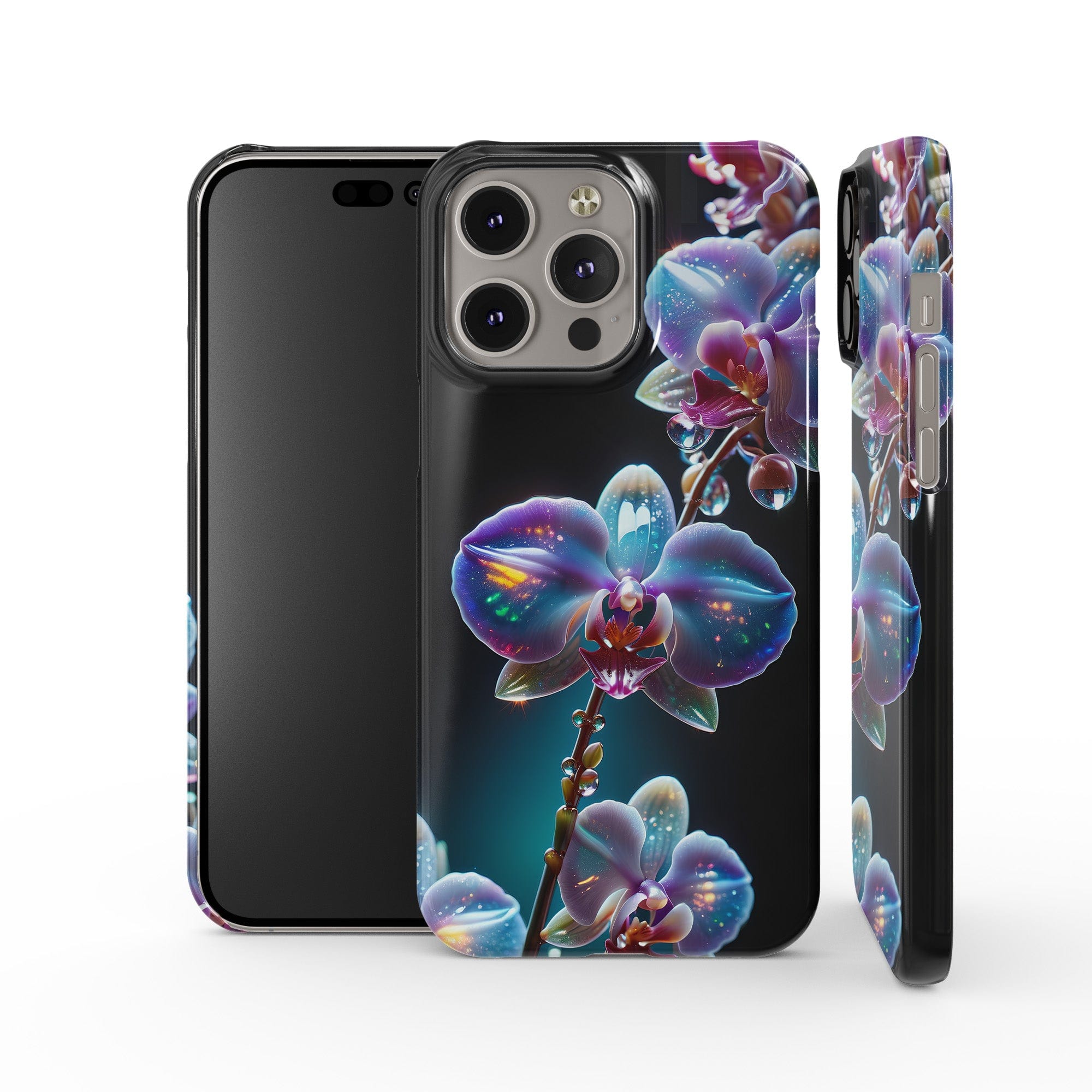 Silent Symphony | Crystal Flower Orchid Case for iPhone 14 Pro Max