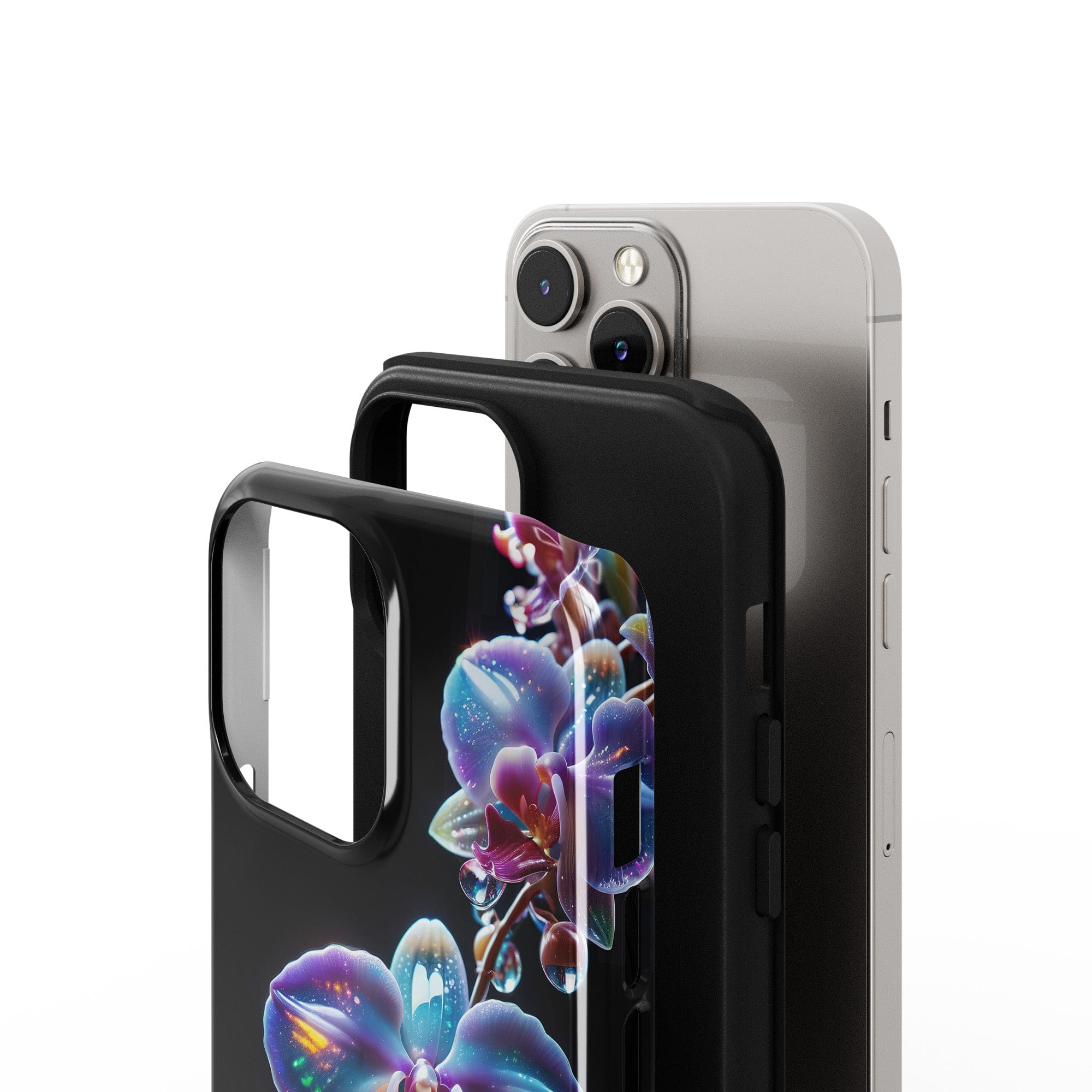 Silent Symphony | Crystal Flower Orchid Case for iPhone 14 Pro Max