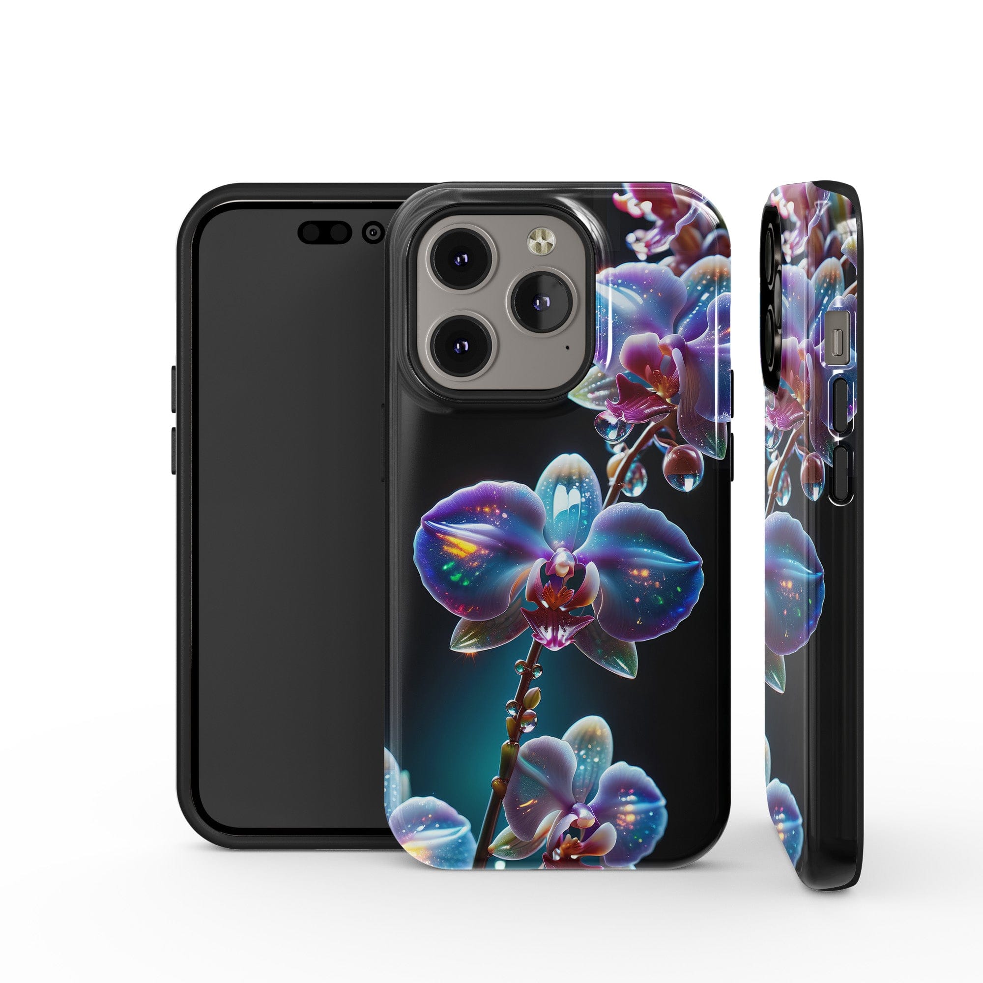 Silent Symphony | Crystal Flower Orchid Case for iPhone 14 Pro