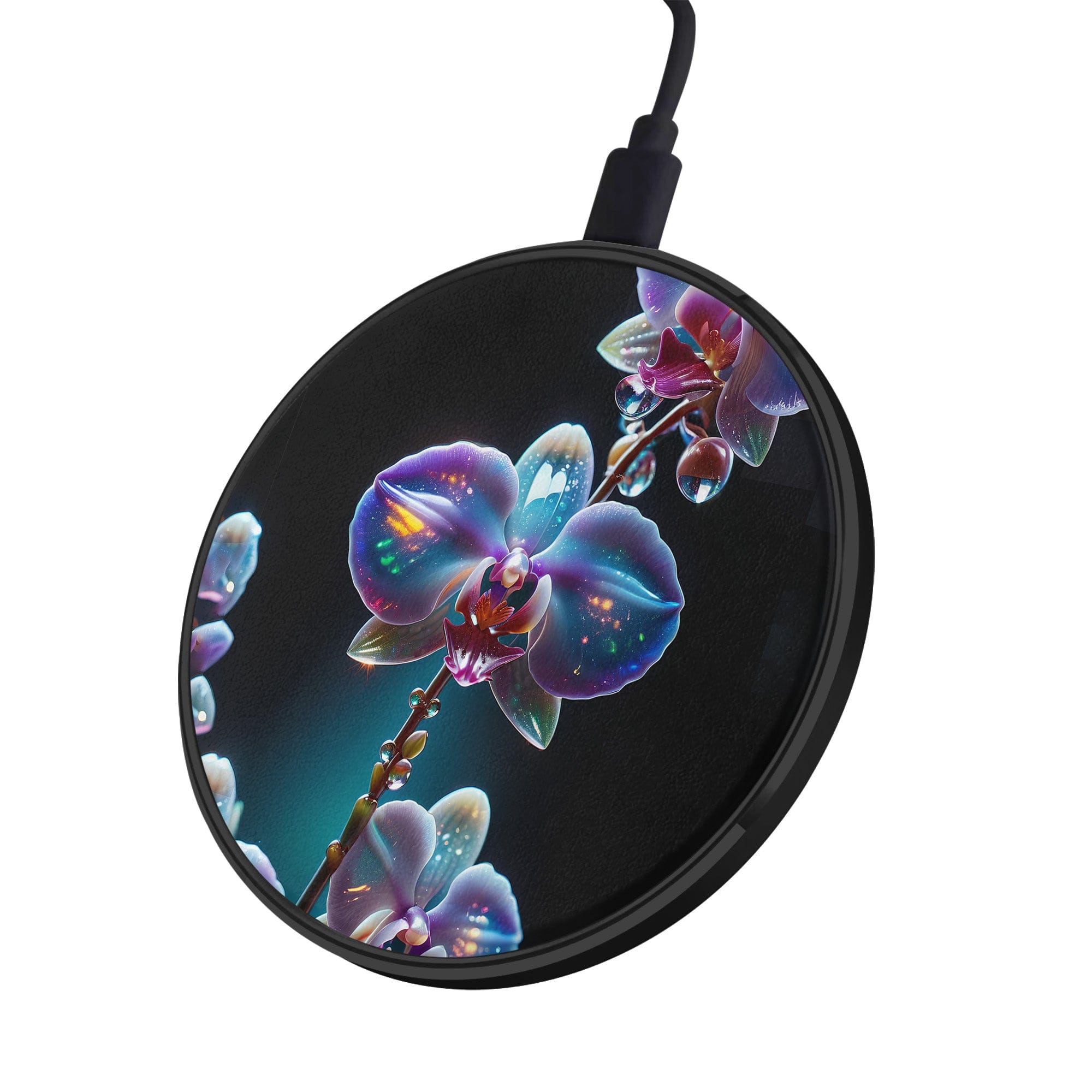 Silent Symphony | Crystal Flower Orchid Wireless Charger in Black