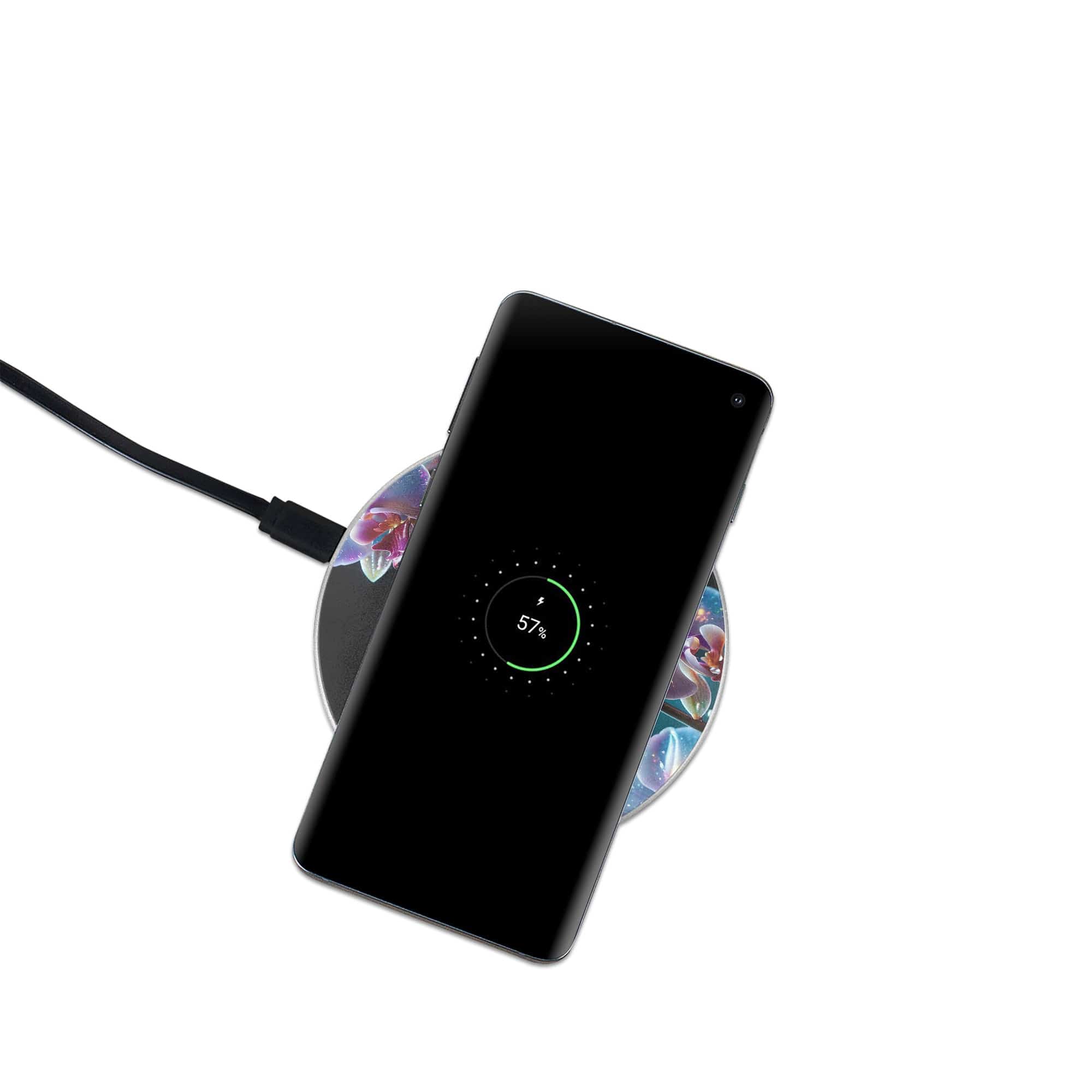 Silent Symphony | Crystal Flower Orchid Wireless Charger in Silver