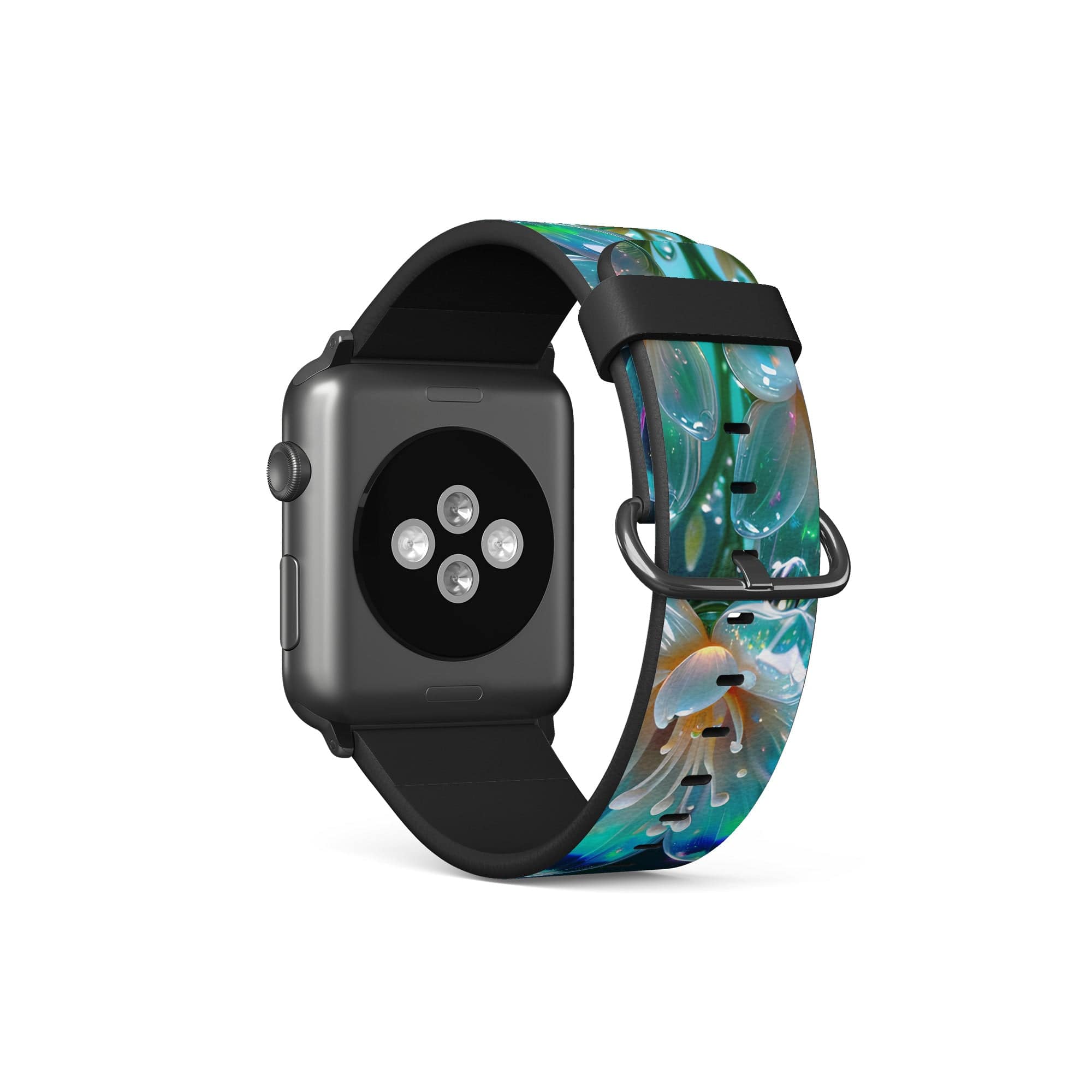 Stardust Whispers | Crystal Flower Jasmine Apple Watch Band in Black