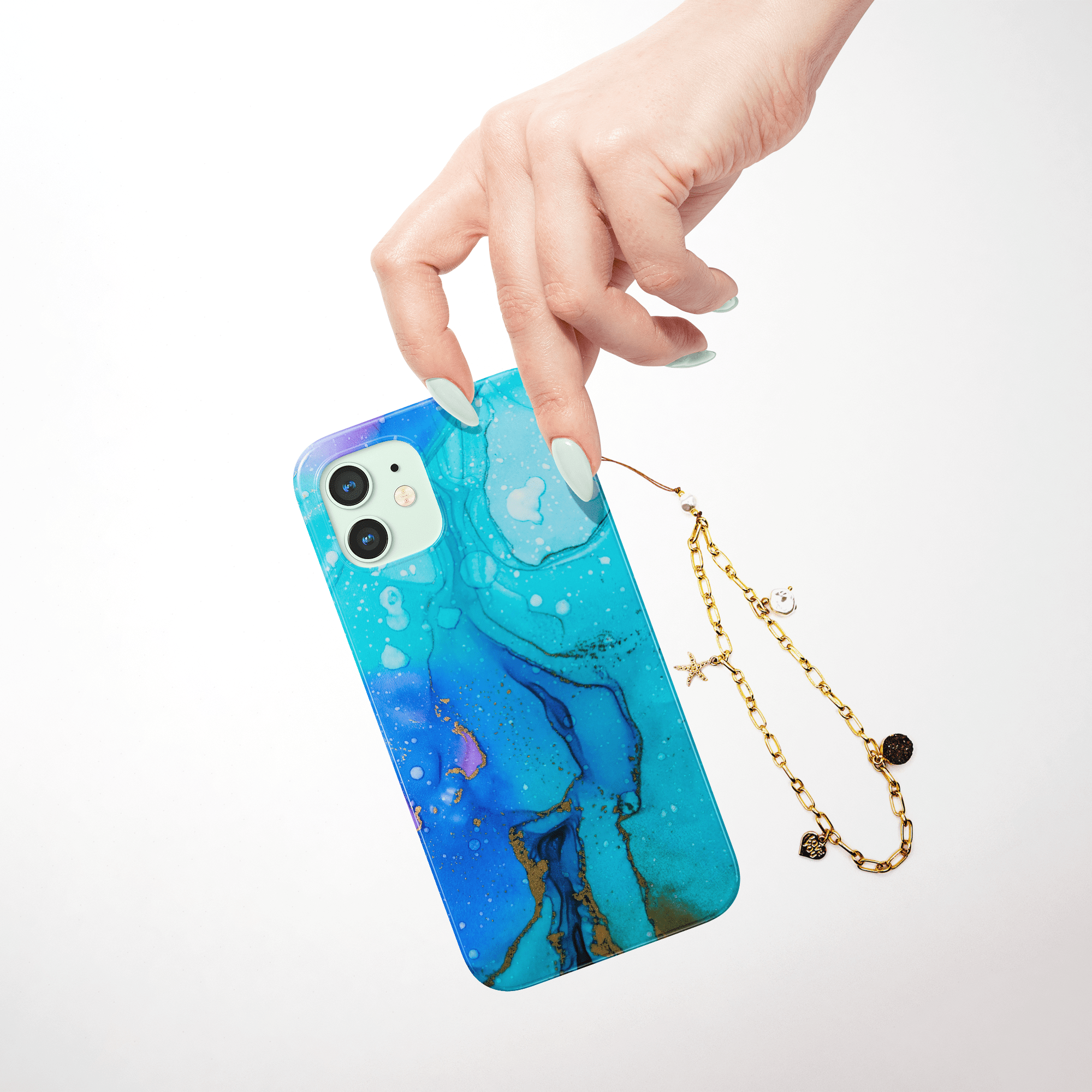 Starry Love Pearl Gold Phone Charm on a Sea Stranger Phone Case