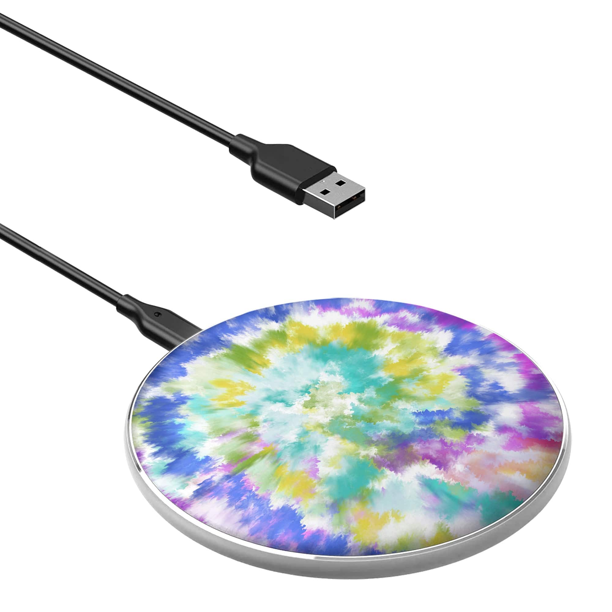 Against The Wall | Tie Dye Wireless Charging Pad in Silver