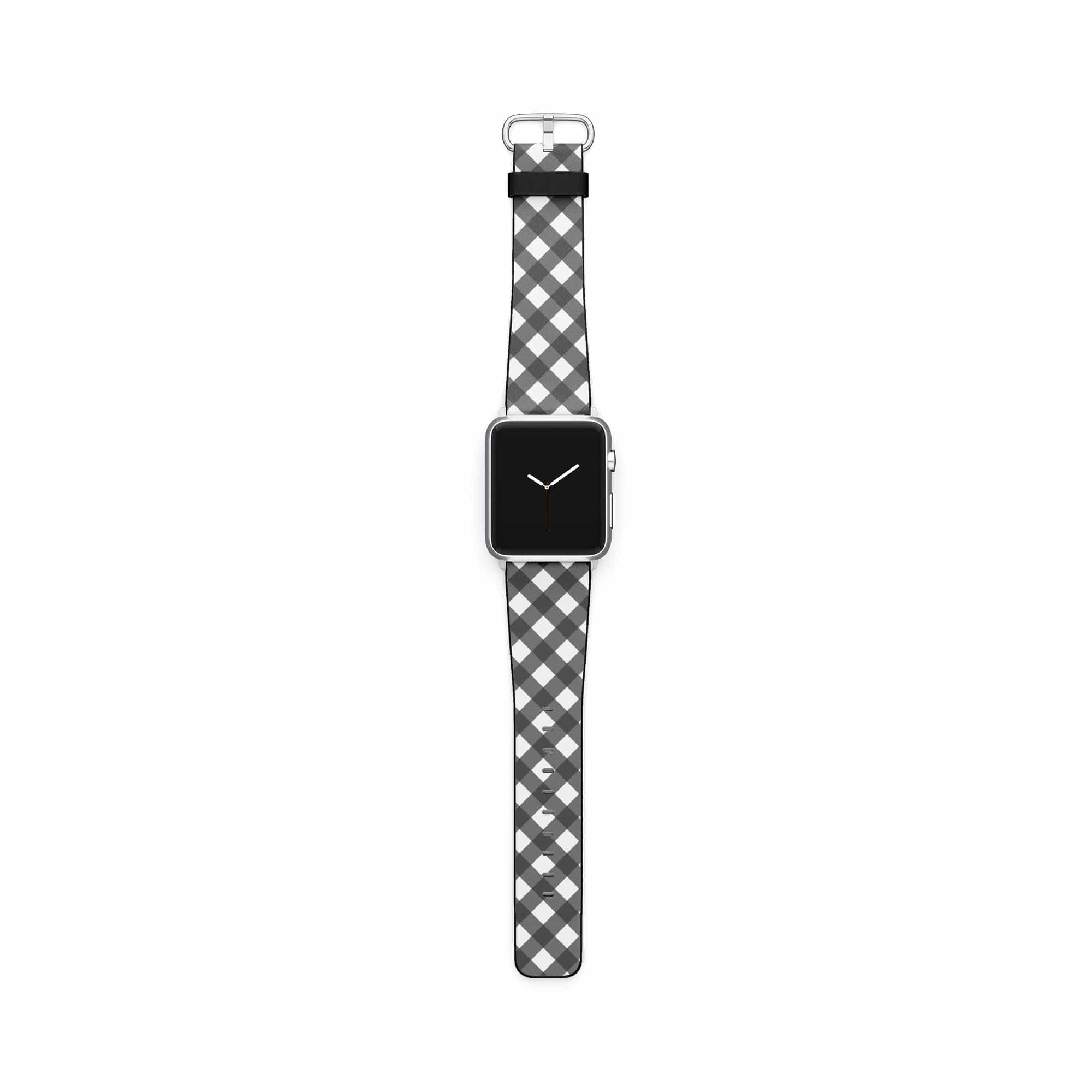 Cross Checkers | Diagonal Plaid Apple Watch Band for 38/40/41 mm Watch in Silver