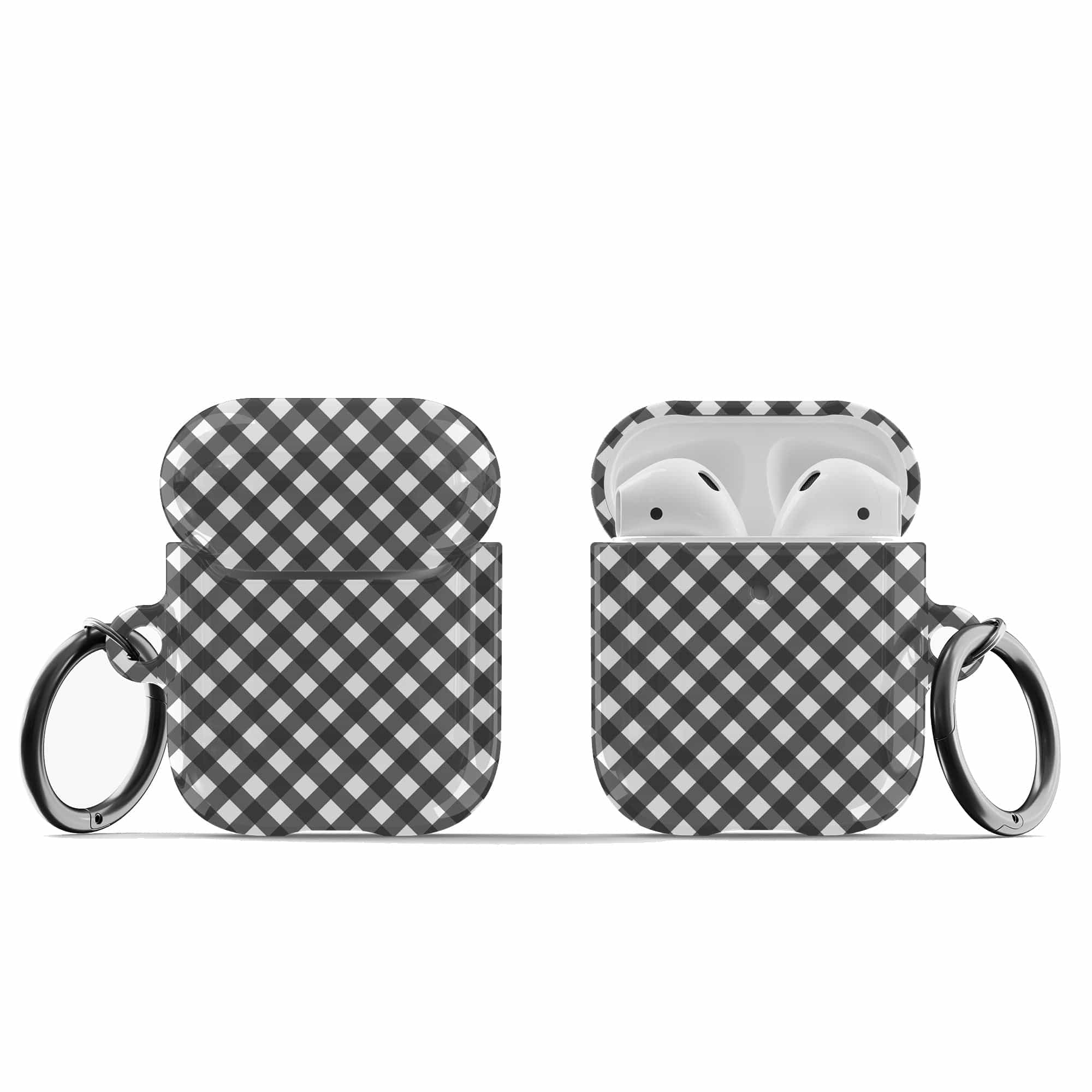 Cross Checkers | Diagonal Plaid Apple AirPods Case for AirPods 1&2 Black