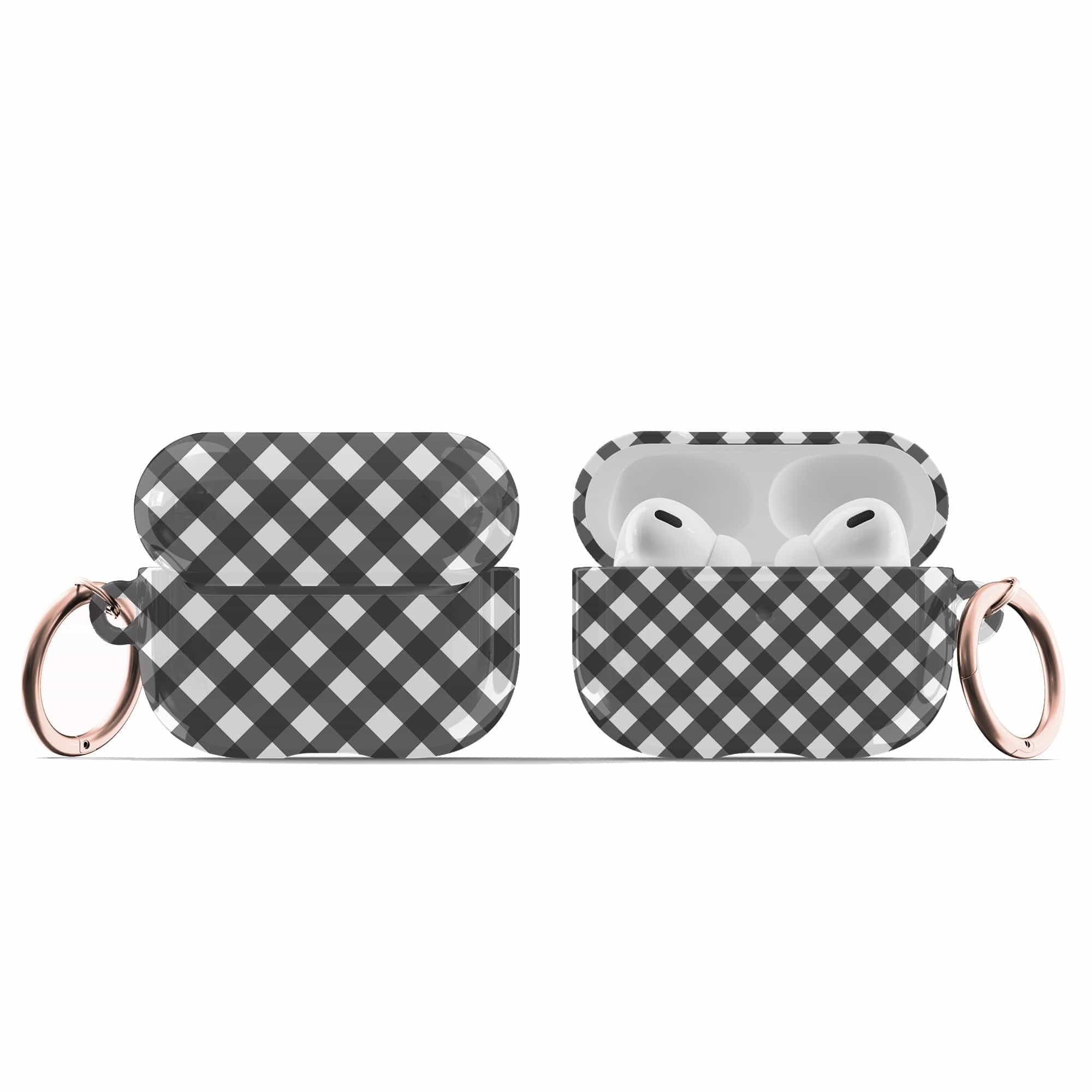 Cross Checkers | Diagonal Plaid Apple AirPods Case for AirPods 3 & AirPods Pro 1&2 Rose Gold