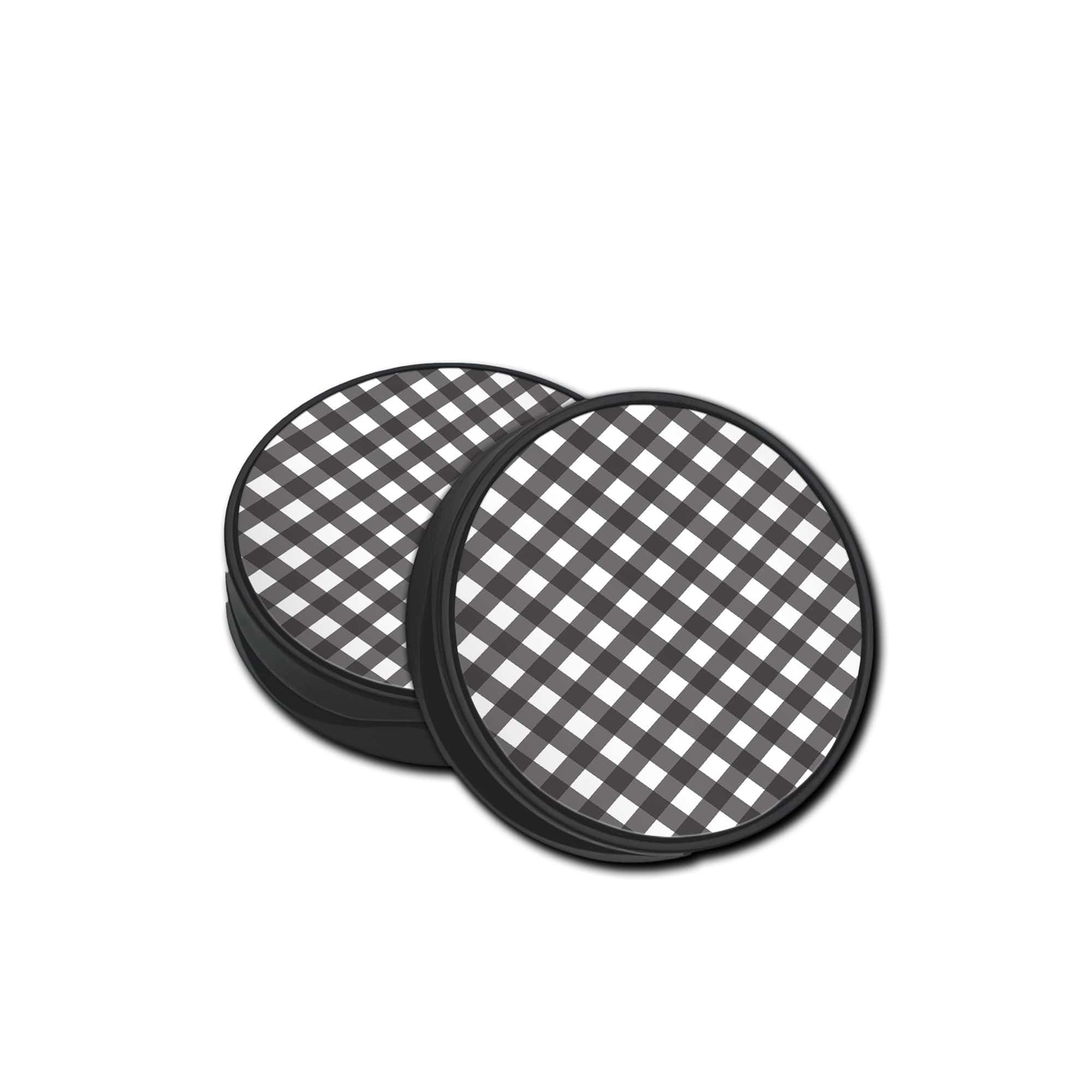 Cross Checkers | Diagonal Plaid Foldable Phone Grip in Black