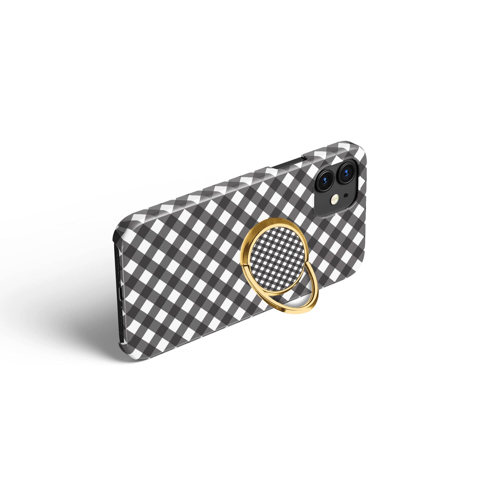 Cross Checkers | Diagonal Plaid Ring Holder in Gold