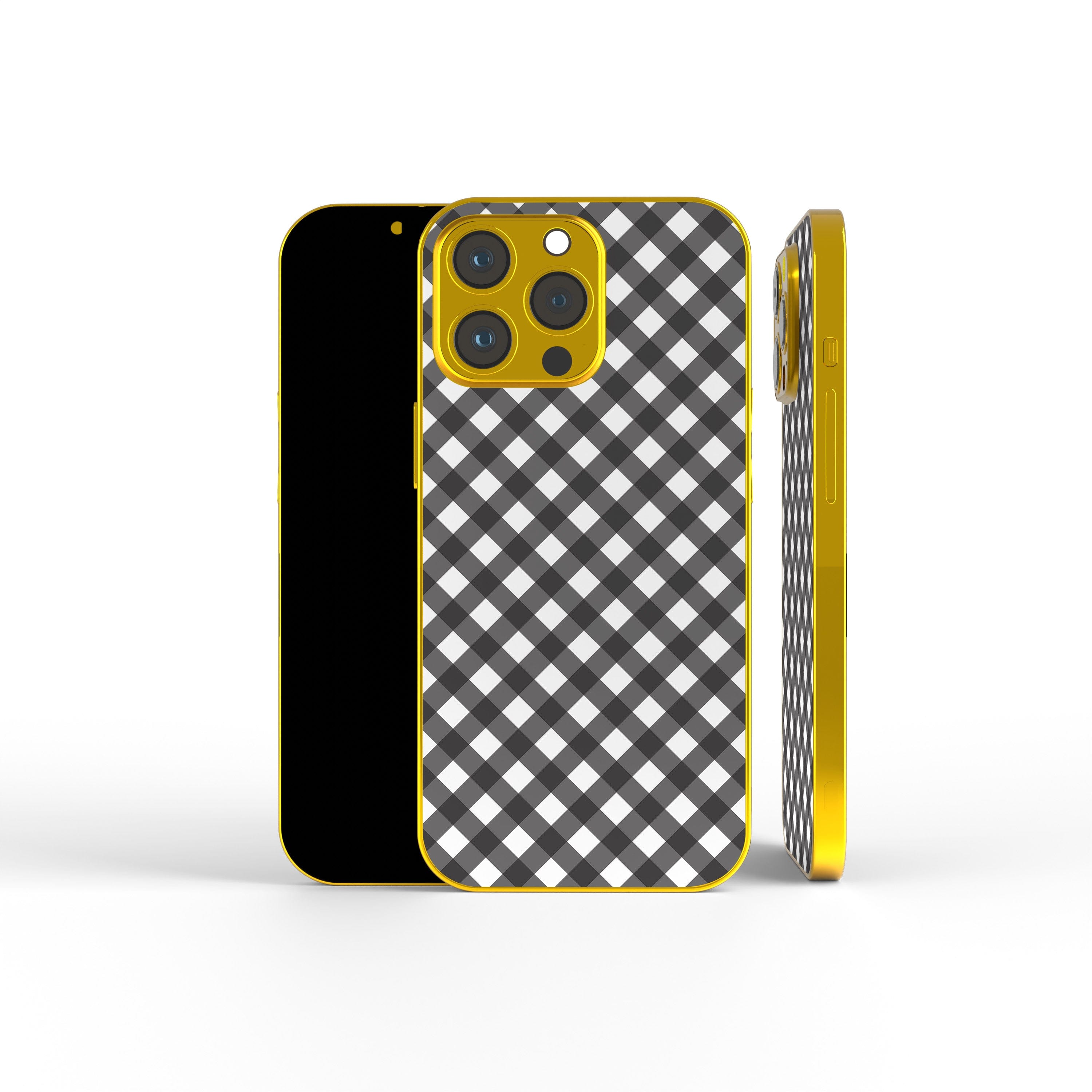 Cross Checkers | Diagonal Plaid Precious Metals Case in Gold