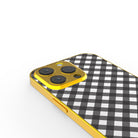 Cross Checkers | Diagonal Plaid Precious Metals Case in Gold