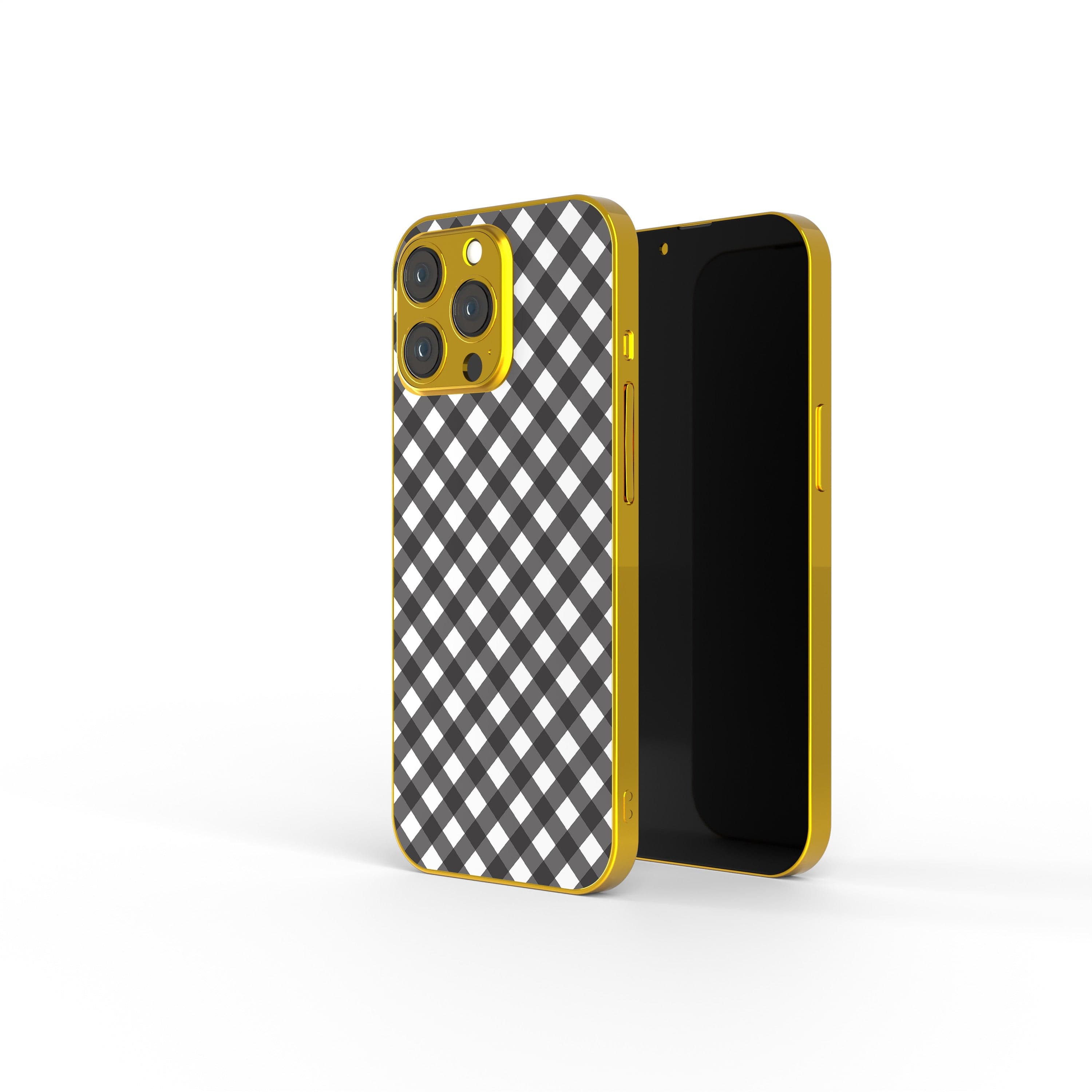 Cross Checkers | Diagonal Plaid Precious Metals Case in Gold