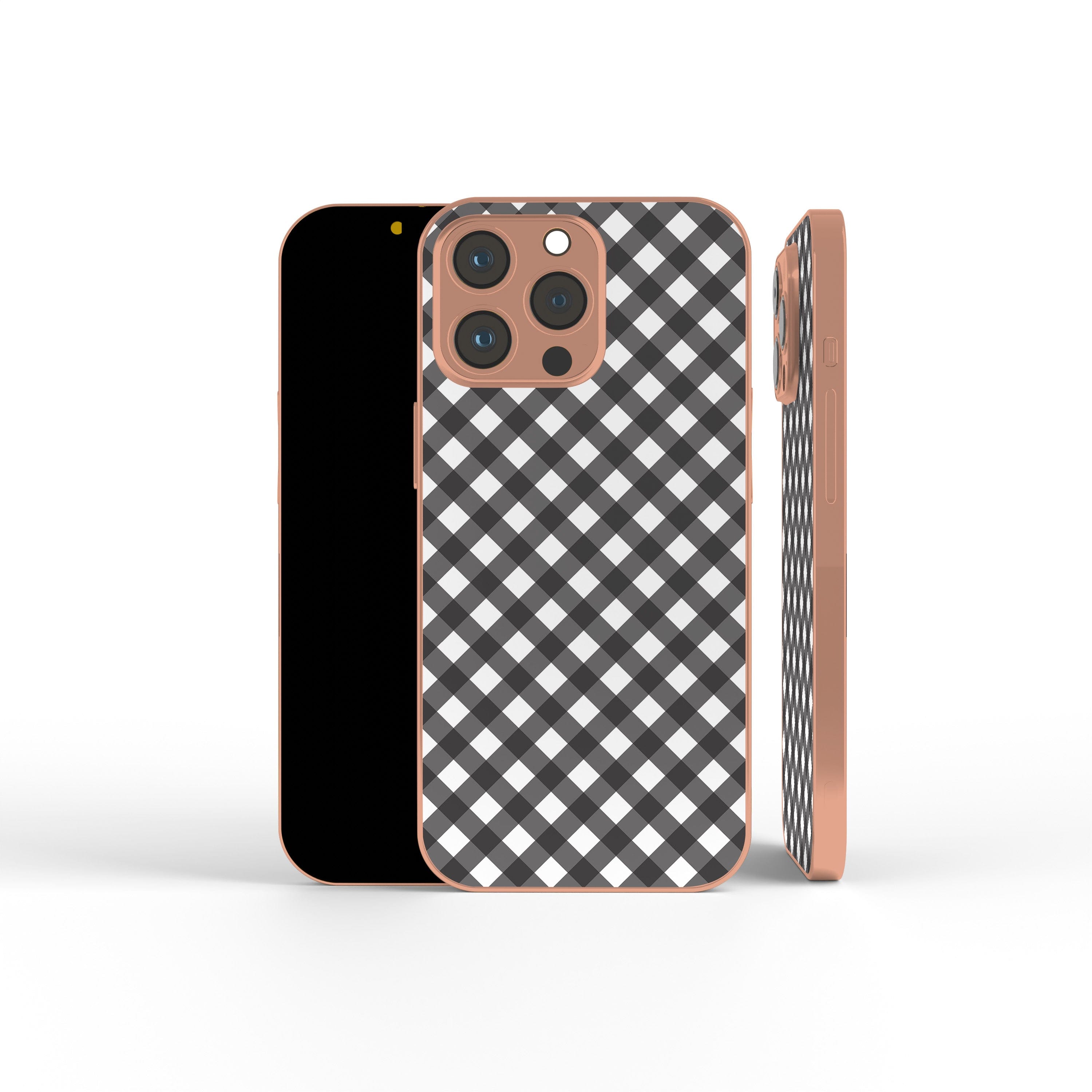 Cross Checkers | Diagonal Plaid Precious Metals Case in Rose Gold