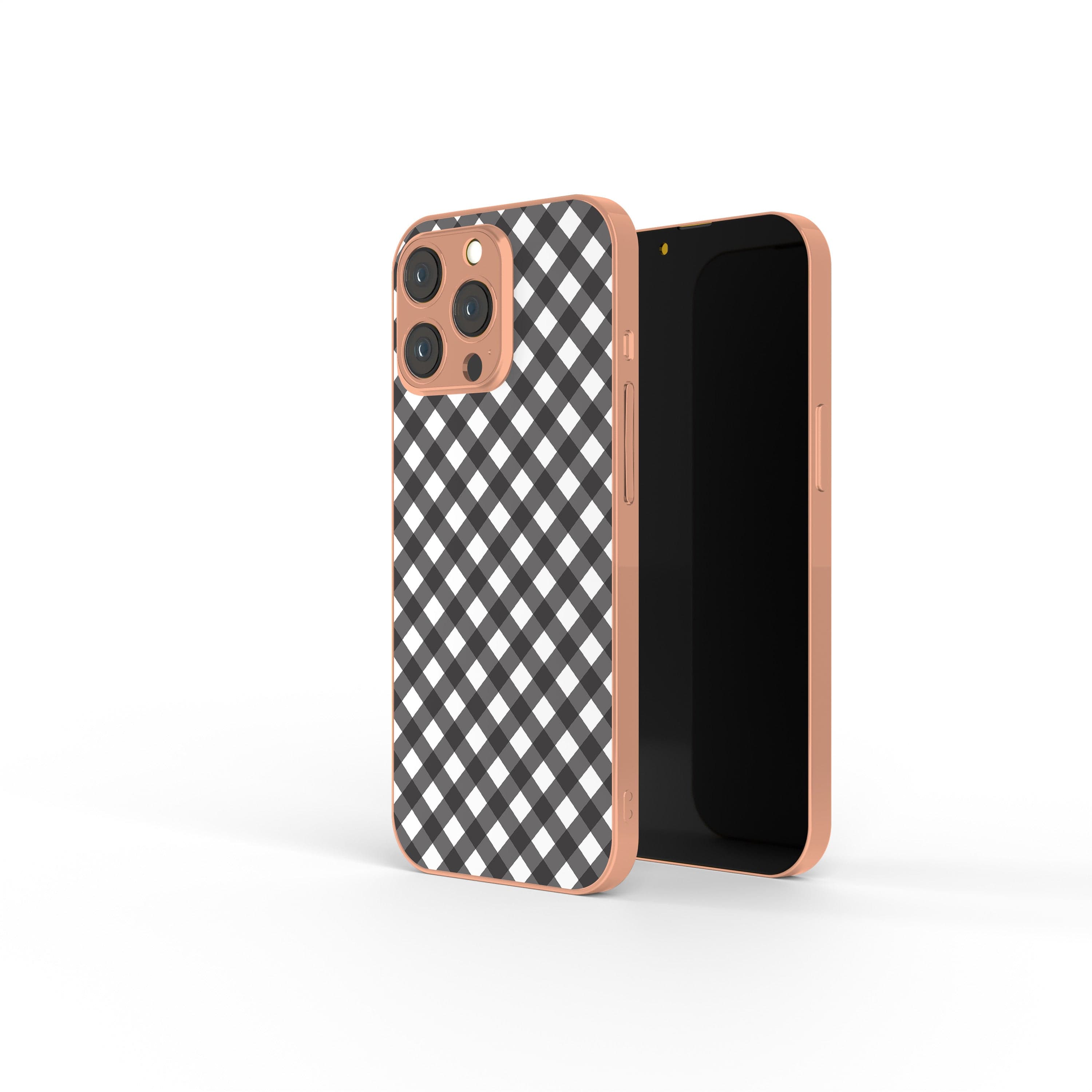 Cross Checkers | Diagonal Plaid Precious Metals Case in Rose Gold