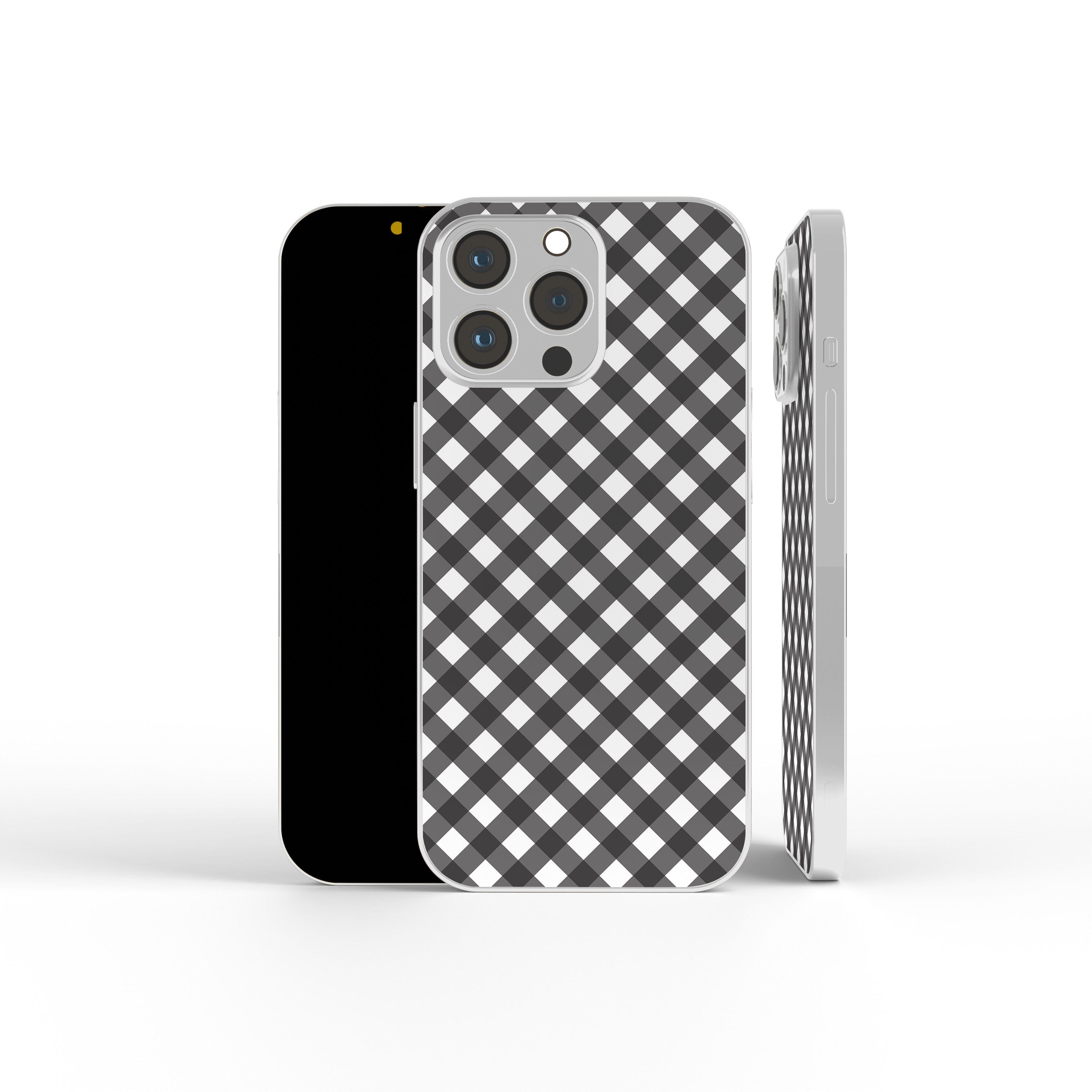 Cross Checkers | Diagonal Plaid Precious Metals Case in Silver