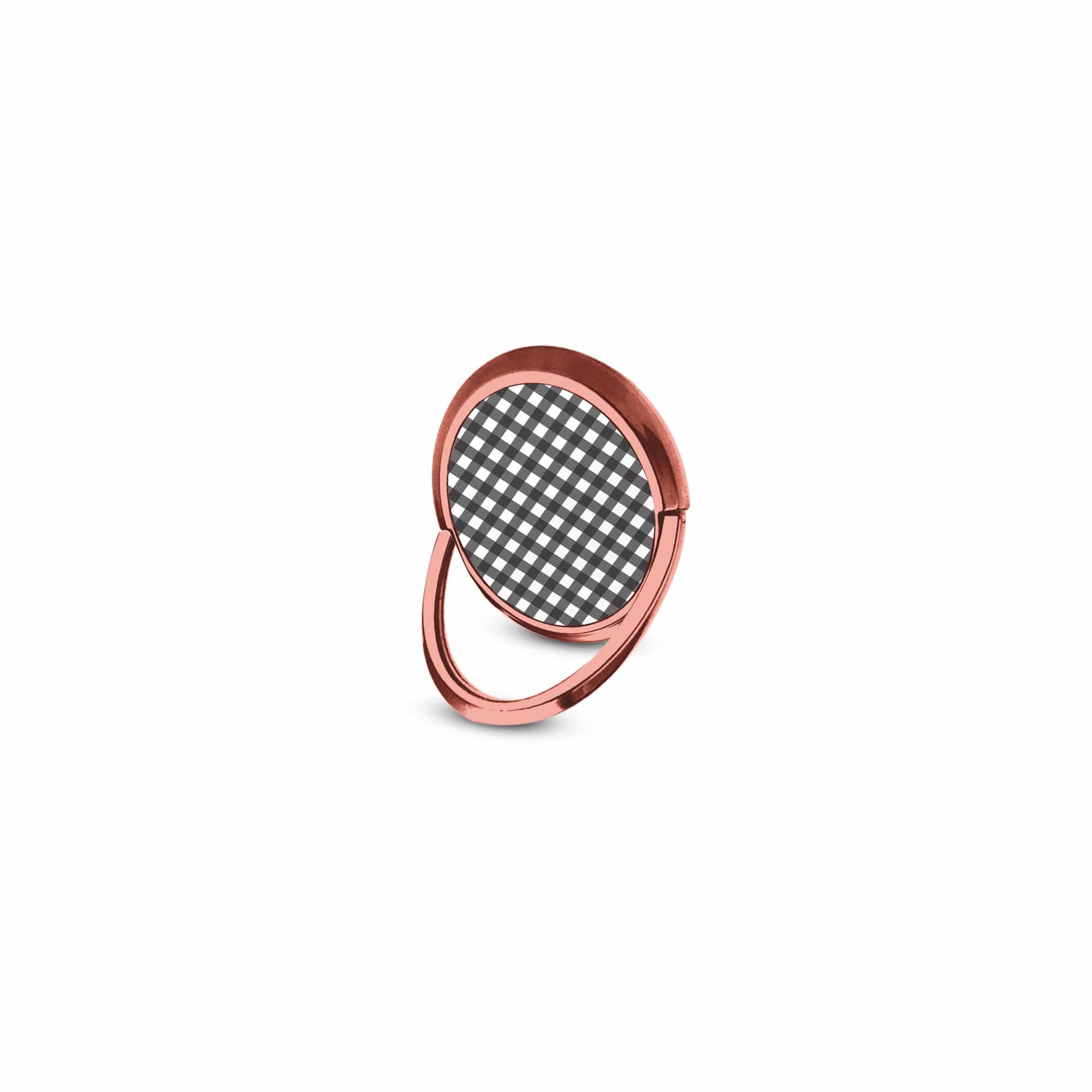 Cross Checkers | Diagonal Plaid Ring Holder in Rose Gold