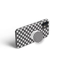 Cross Checkers | Diagonal Plaid Foldable Phone Grip in White