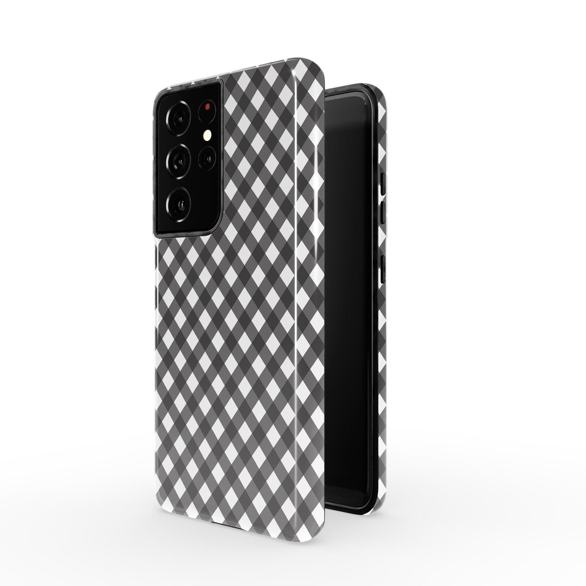 Cross Checkers | Diagonal Plaid Samsung Case Tough for Galaxy S21 Ultra