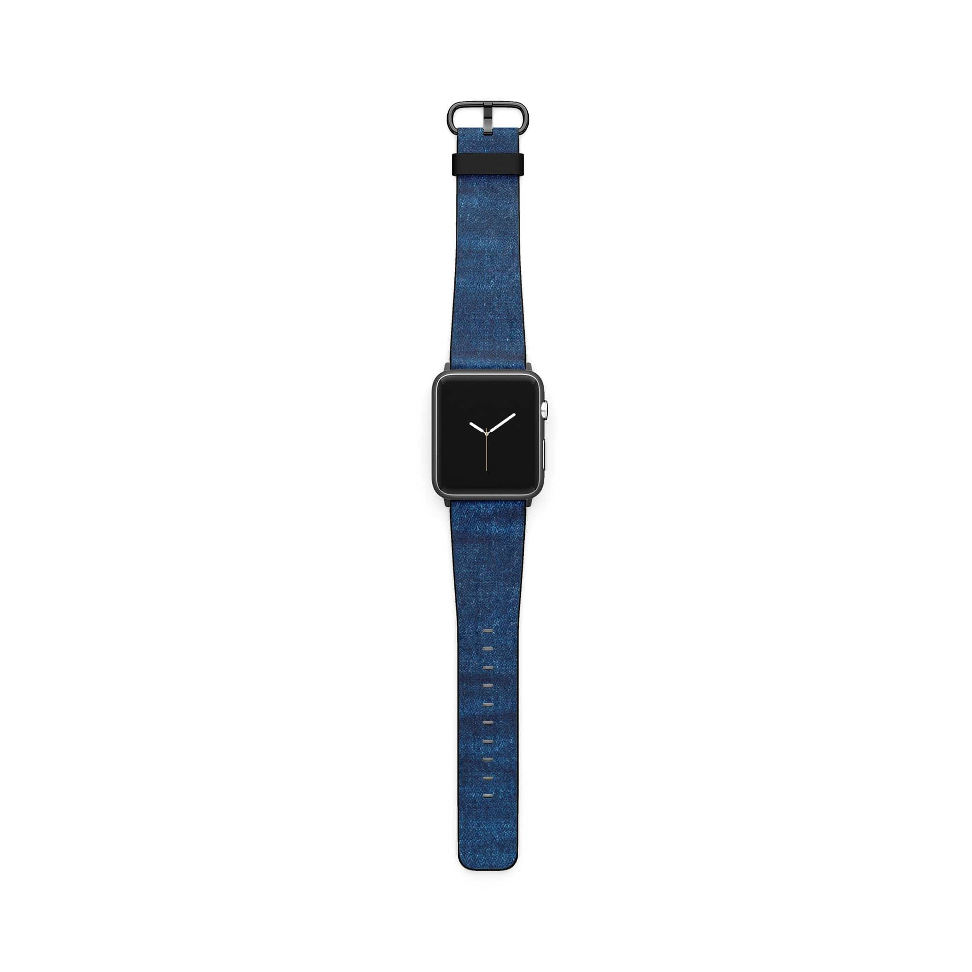 Denim Blues | Blue Jean Pattern Apple Watch Band for 38/40/41 mm Watch in Black