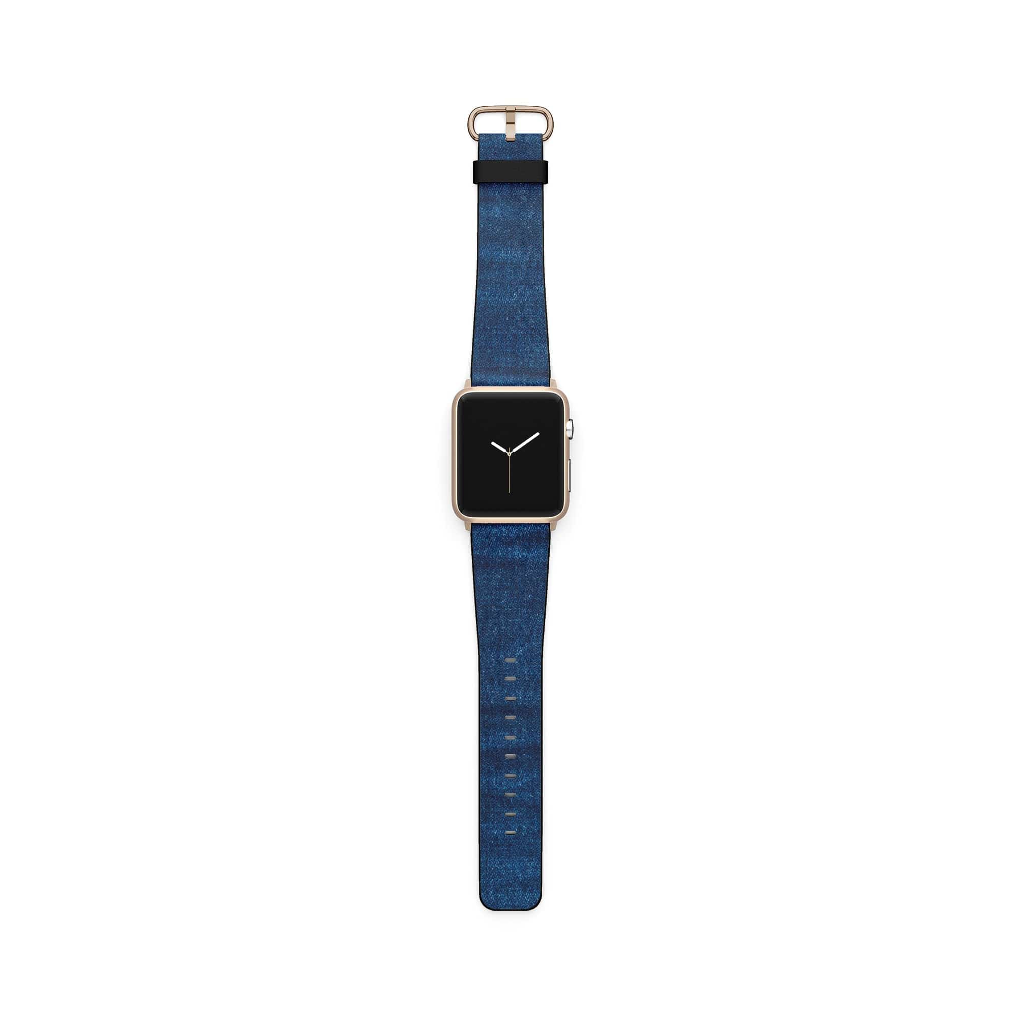 Denim Blues | Blue Jean Pattern Apple Watch Band for 38/40/41 mm Watch in Gold