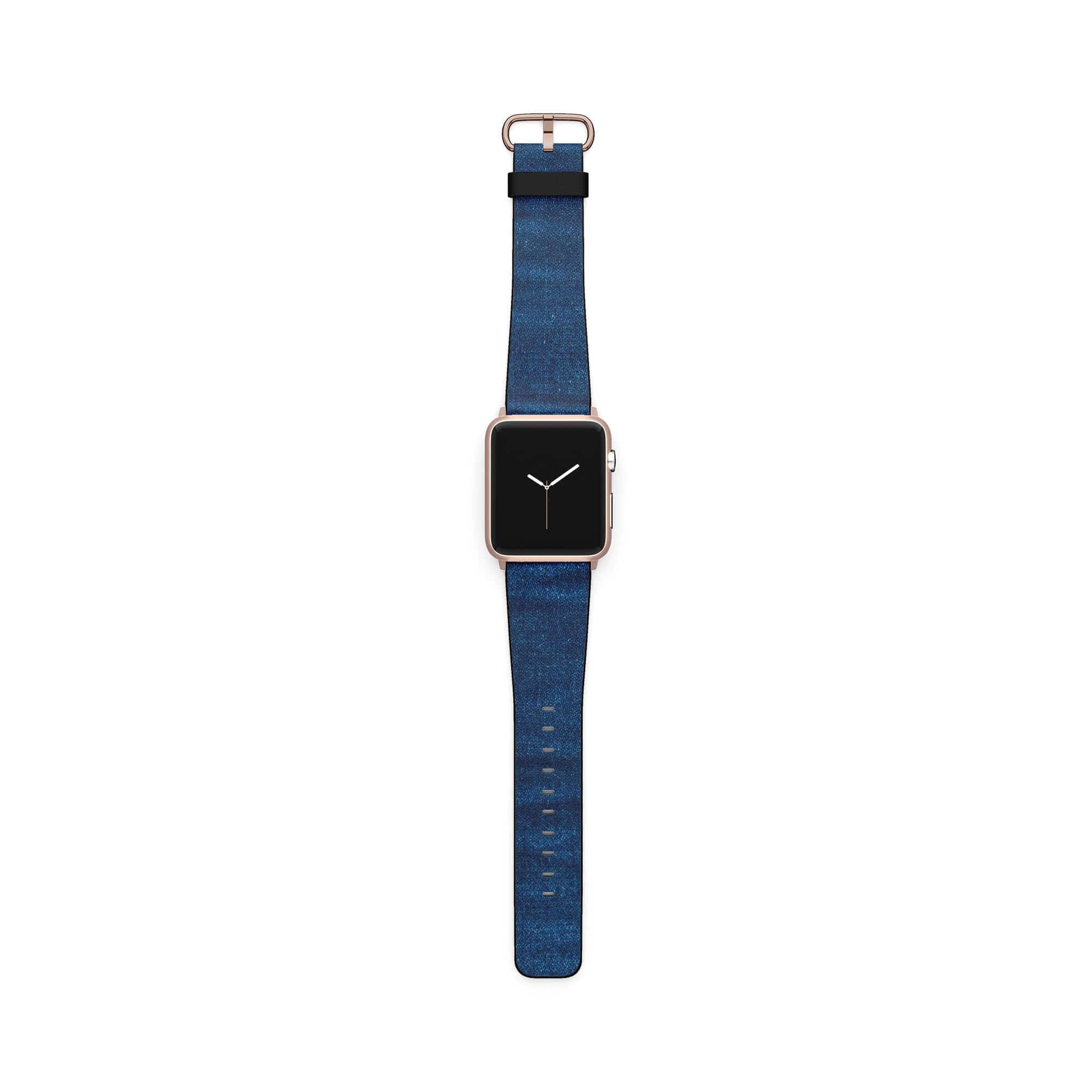 Denim Blues | Blue Jean Pattern Apple Watch Band for 38/40/41 mm Watch in Rose Gold