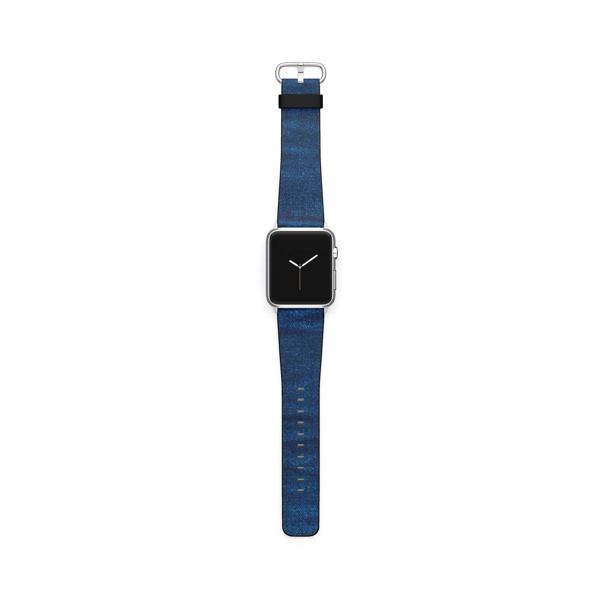 Denim Blues | Blue Jean Pattern Apple Watch Band for 38/40/41 mm Watch in Silver